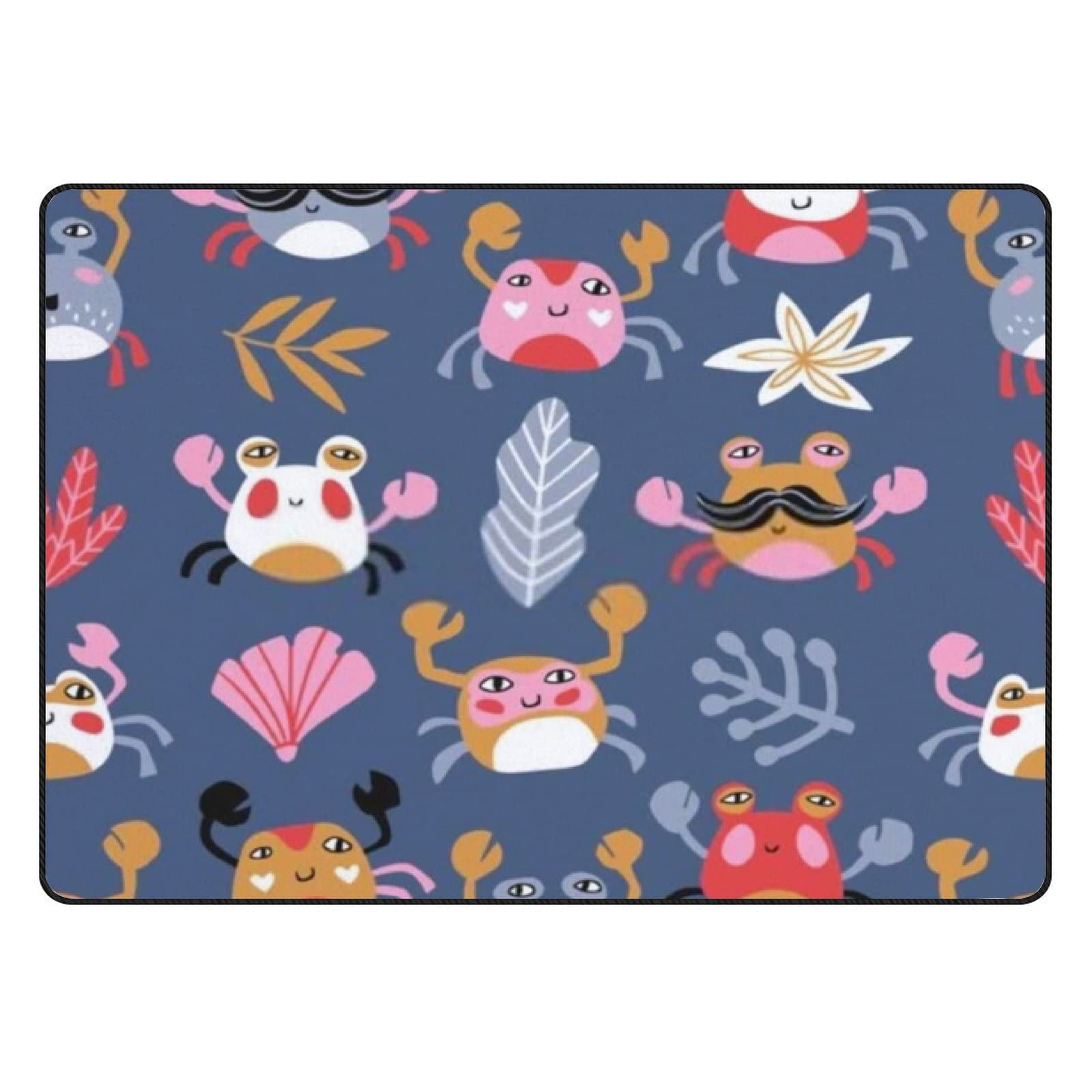 Cartoon Crab Area Rugs - Non-Slip Soft Large Floor Mat 72x48in for Bedroom, Living Room, Nursery, Dorm & Office - Cute Home Decor Rug for Kids Room, Standing Desk & Indoor Spaces
