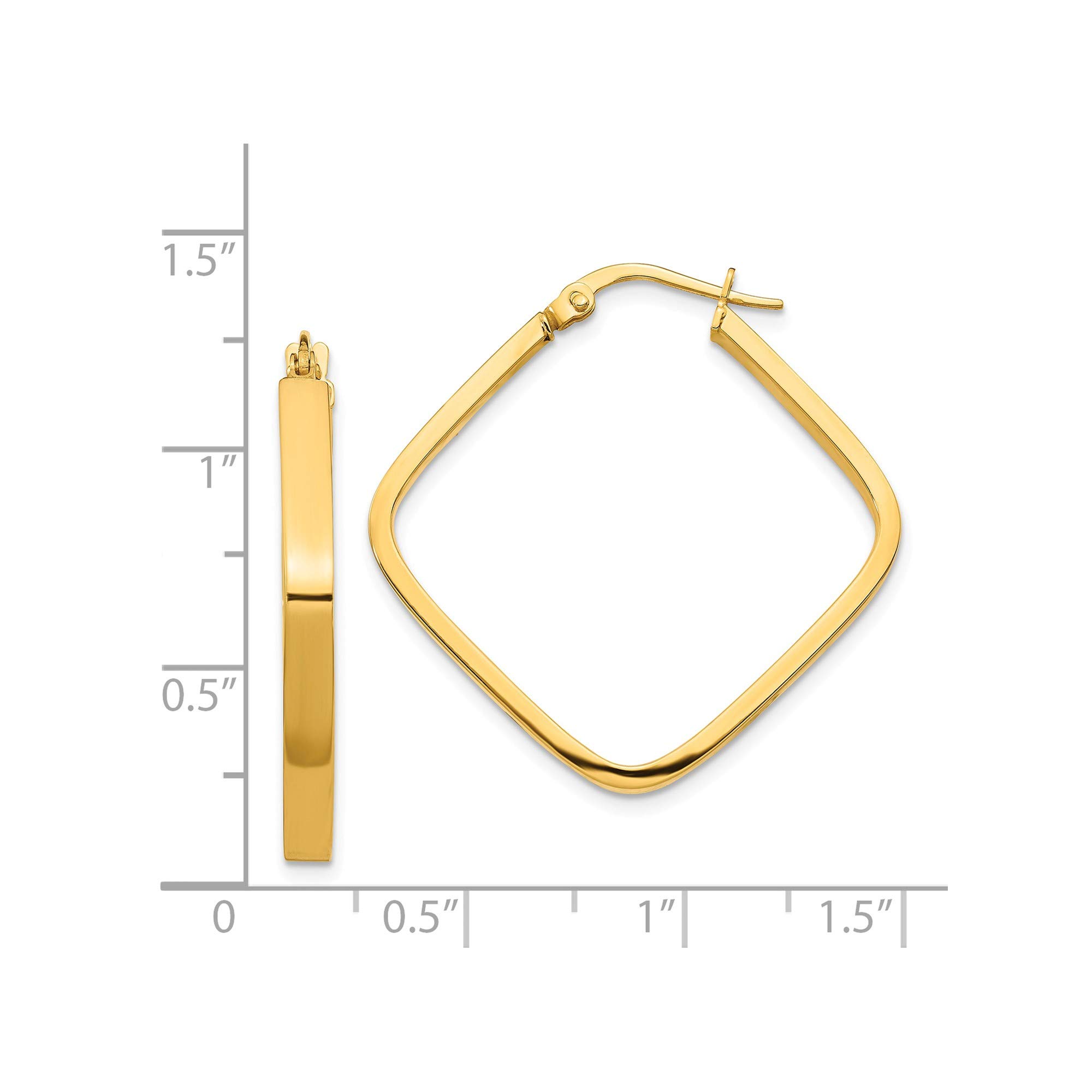14K Yellow Gold 2x2mm Square Hoop Earrings for Women - Classic Minimalist Jewelry for Everyday Wear, Office, Date Night & Special Occasions