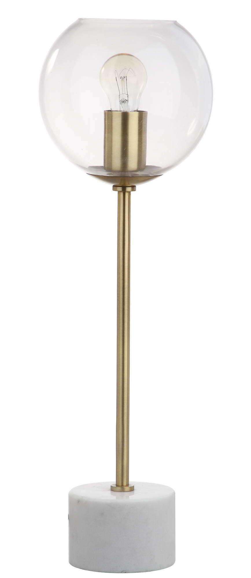 Safavieh Caden 22-inch Brass Gold & White Table Lamp with LED Edison Bulb - Bedroom, Living Room, Home Office, Nightstand Lighting Decor for Cozy Ambiance