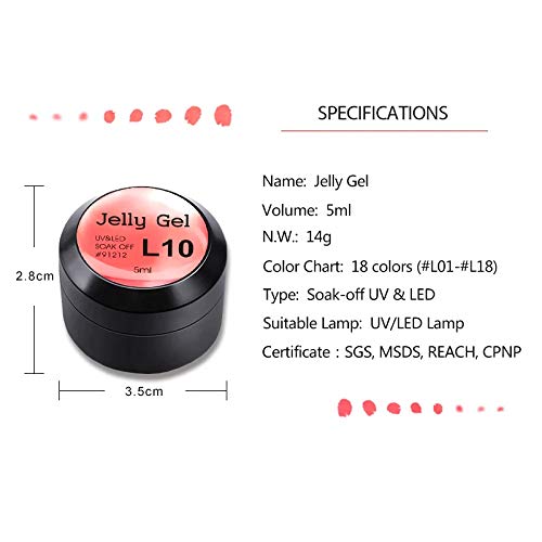 Venalisa Opal UV Gel Polish 5ml - Natural Jelly Acrylic French Nails, Crystal Nails Art Gel for DIY Manicure, Salon Quality UV/LED Gel Varnish (JG-5ml-L04) - Perfect for Wedding, Party & Special Occasion Nail Designs