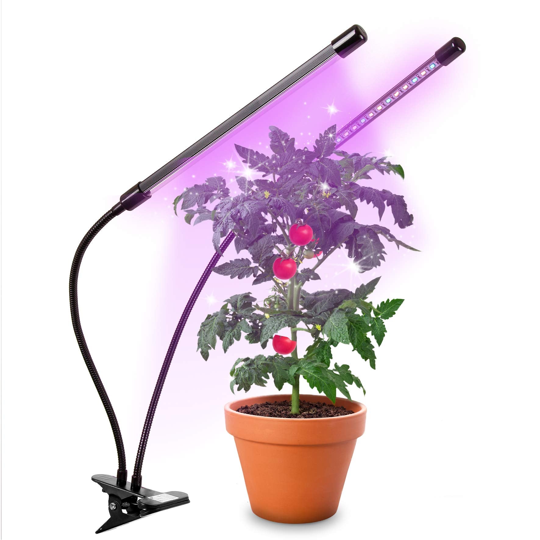 Duronic GLC24 Full Spectrum LED Grow Light for Indoor Plants - 36 Red & Blue LEDs, 3 Color Modes, 2 Adjustable Gooseneck Heads, 40W Dimmable with 6 Brightness Levels - Perfect for Hydroponics, Seedlings, and Home Gardening