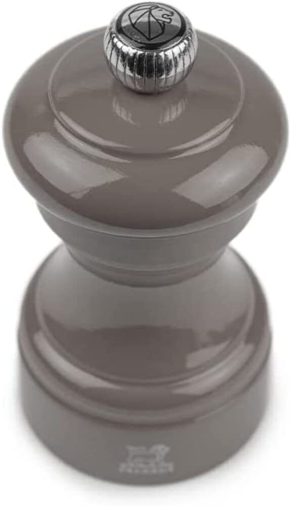 Peugeot Bistro 4-Inch Adjustable Salt Grinder - Stainless Steel & Beechwood Manual Salt Mill with Pre-Filled Rock Salt - Sustainable Elegant Kitchenware for Cooking, Dining & Gifting (Smoked Grey)