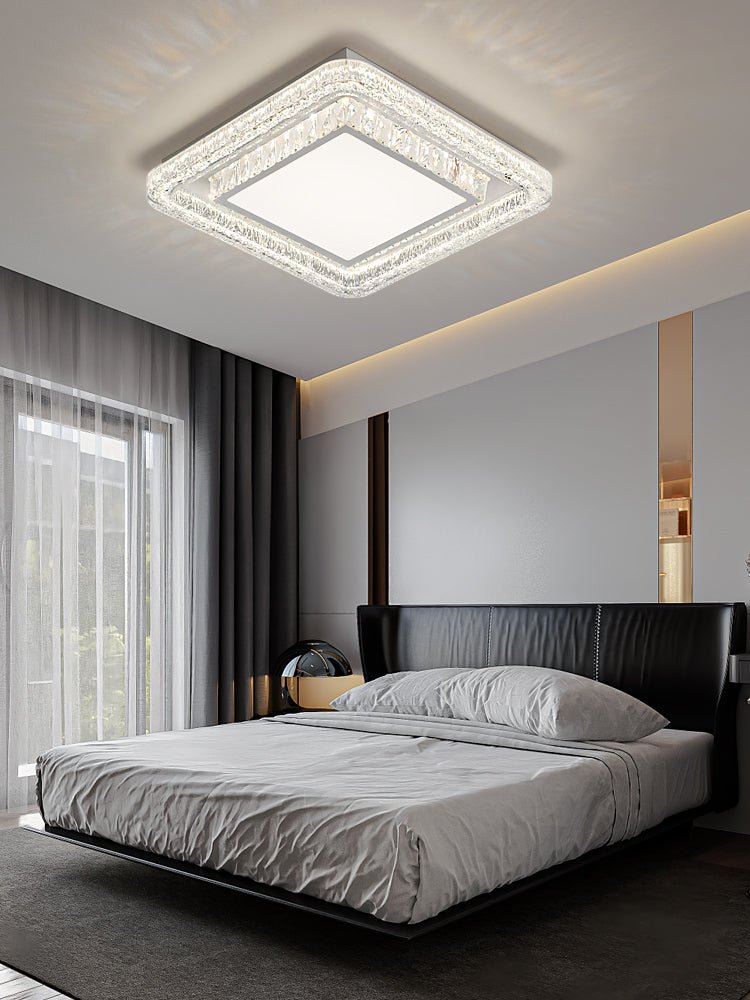 Crystalara Modern Ceiling Light Fixture - Energy Efficient LED Flush Mount Lighting for Bedroom, Living Room & Kitchen | Dimmable Bright White Light for Home & Office Decor