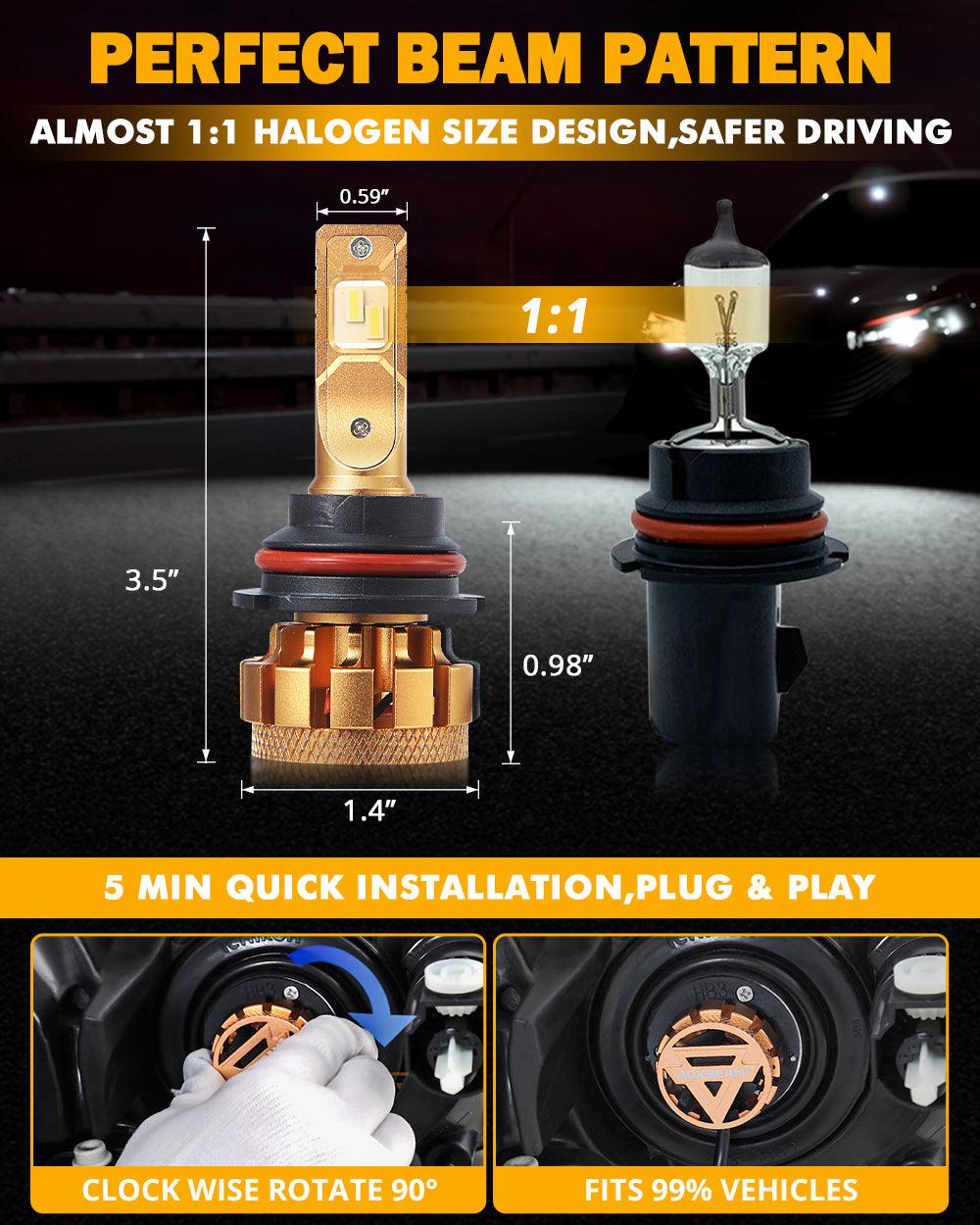 9004 LED Headlight Bulbs 70W 18000LM - F 16 Plus Series Brightest 6000K Cool White Headlights | 2 Bulbs Pack | High Performance for Night Driving, Off-Road & Foggy Conditions