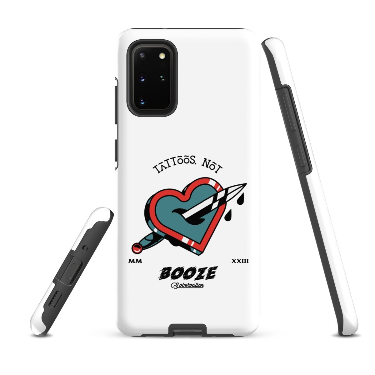 Tattoos Not Booze Heart Design Samsung Tough Phone Case - Durable Protective Cover for Galaxy S23/S22/S21 - Perfect for Tattoo Lovers & Nightlife