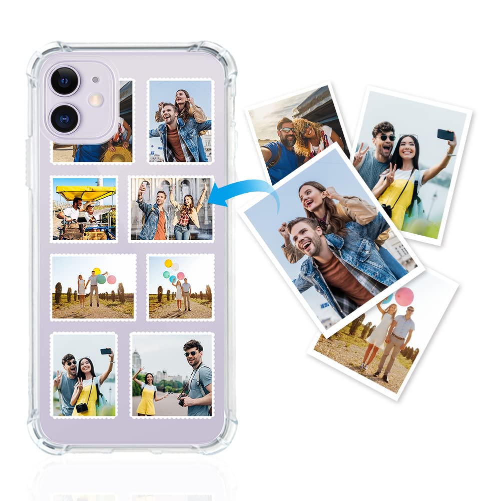 Custom Shockproof iPhone 7/8/X/XR/11/12/13 Pro Max Phone Case with Reinforced Corners - Personalized Photo Collage & Text Name Design - Perfect for Daily Protection & Gift Giving