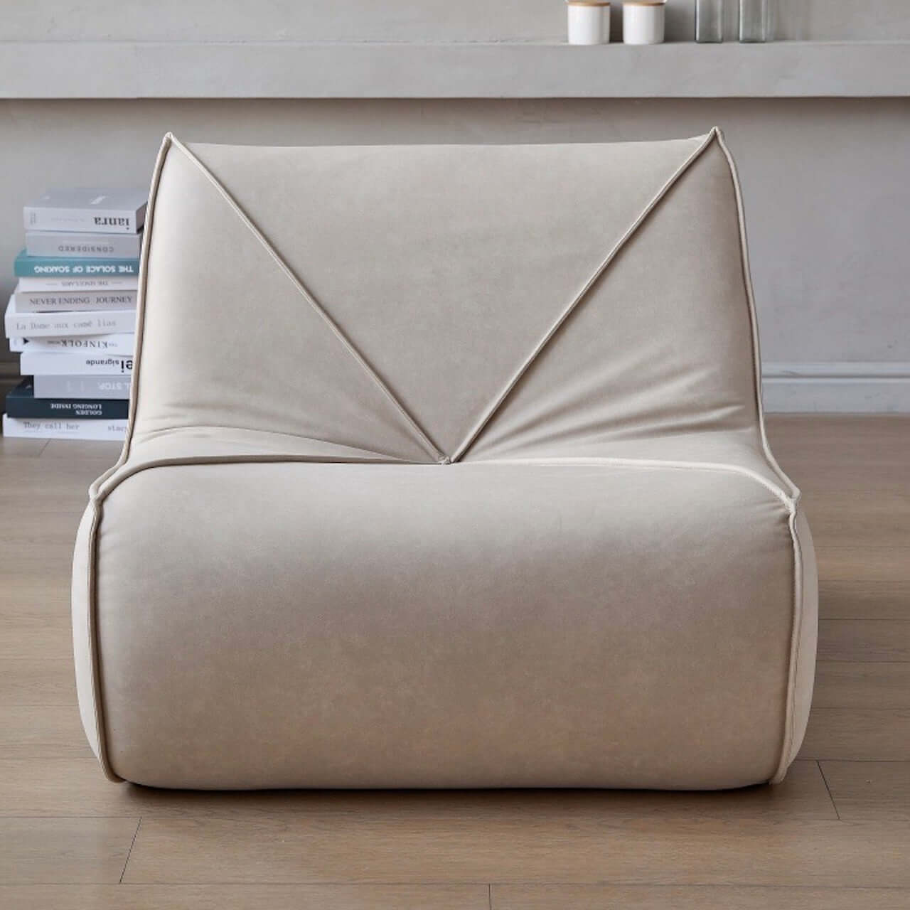 White Scratch-Resistant Ultrafine Leather Caterpillar Lounge Chair - Modern Single Sofa for Living Room, Bedroom & Office Relaxation