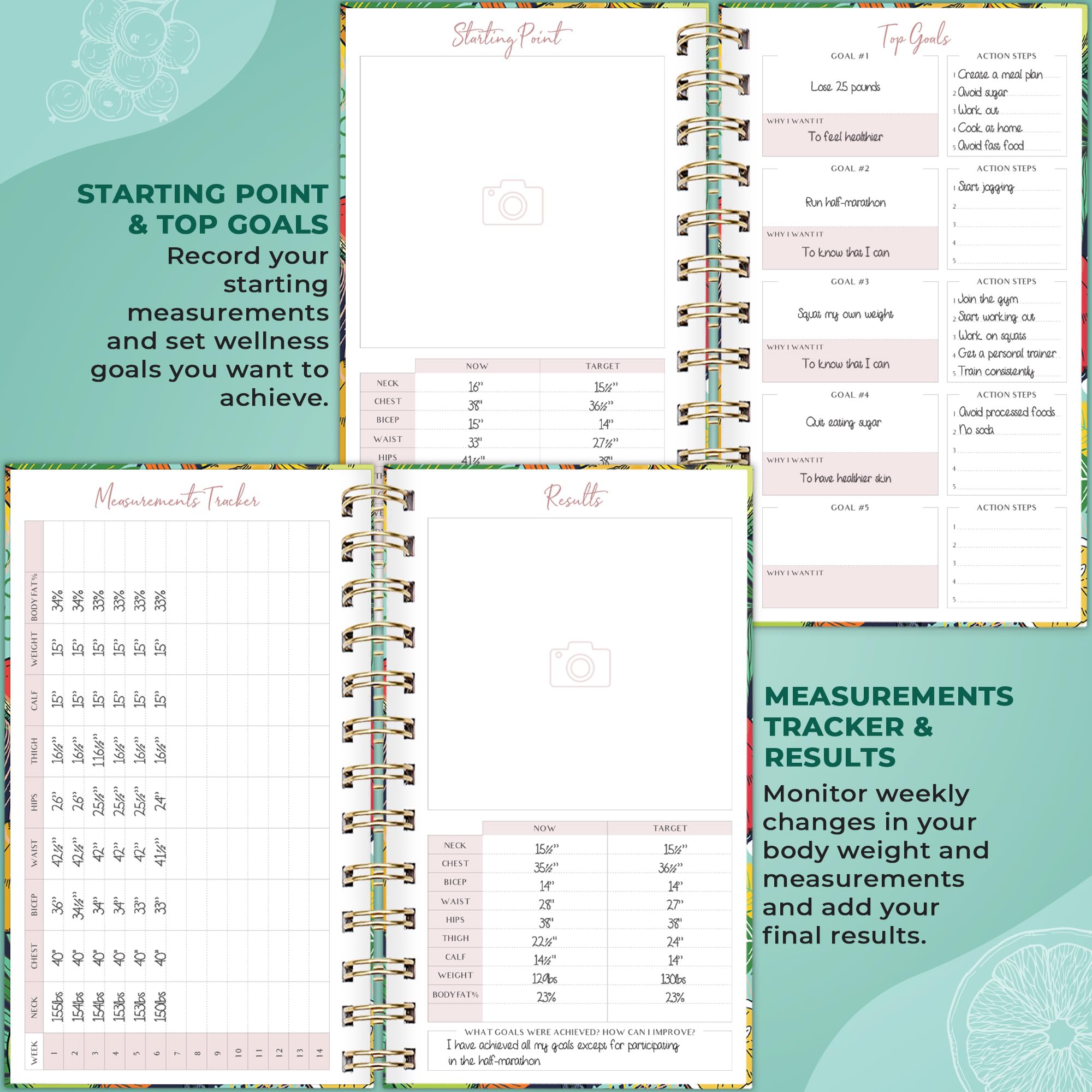PLANBERRY Premium Pocket Food Journal - Nutrition & Diet Planner, Calorie & Weight Loss Tracker, Meal & Exercise Diary (Summer Smoothie) | Perfect for Healthy Eating, Fitness Tracking & Weight Management