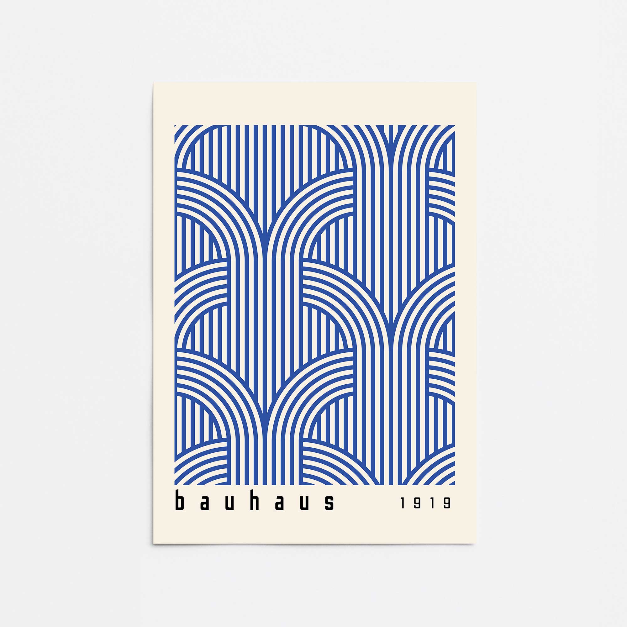 Bauhaus Abstract Blue Arches Art Print - Rolled Canvas Wall Decor for Living Room, Bedroom & Office | Modern Home & Office Decor