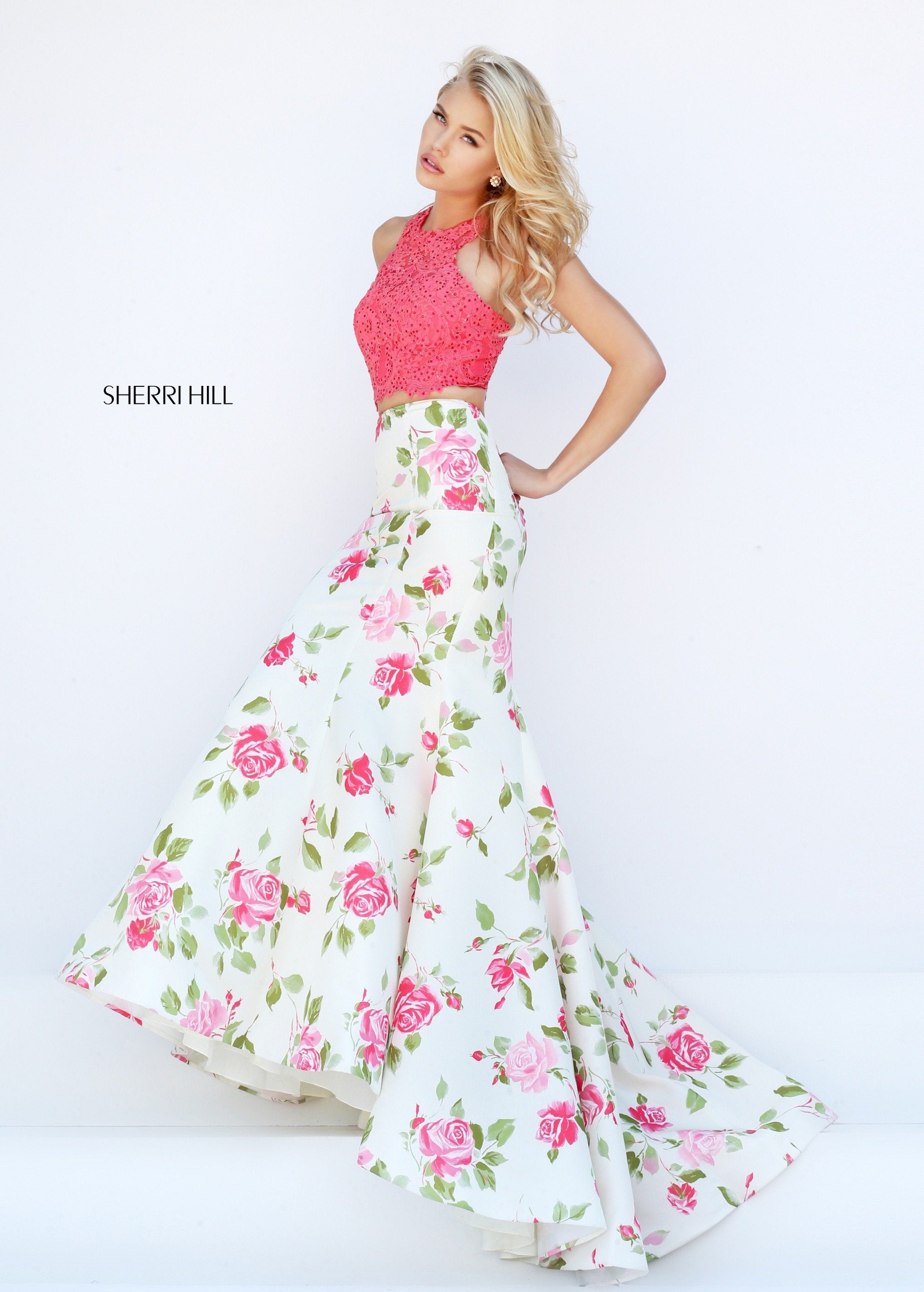 coral/ivory print