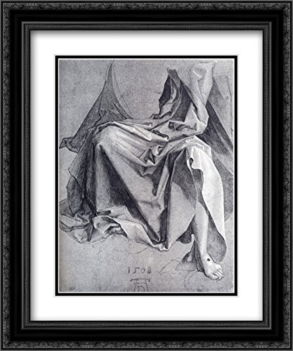 Albrecht Durer Drapery Study Art Print - 20x24 Inch Black Ornate Framed Museum Quality Double Matted Wall Decor for Living Room, Office & Gallery Display