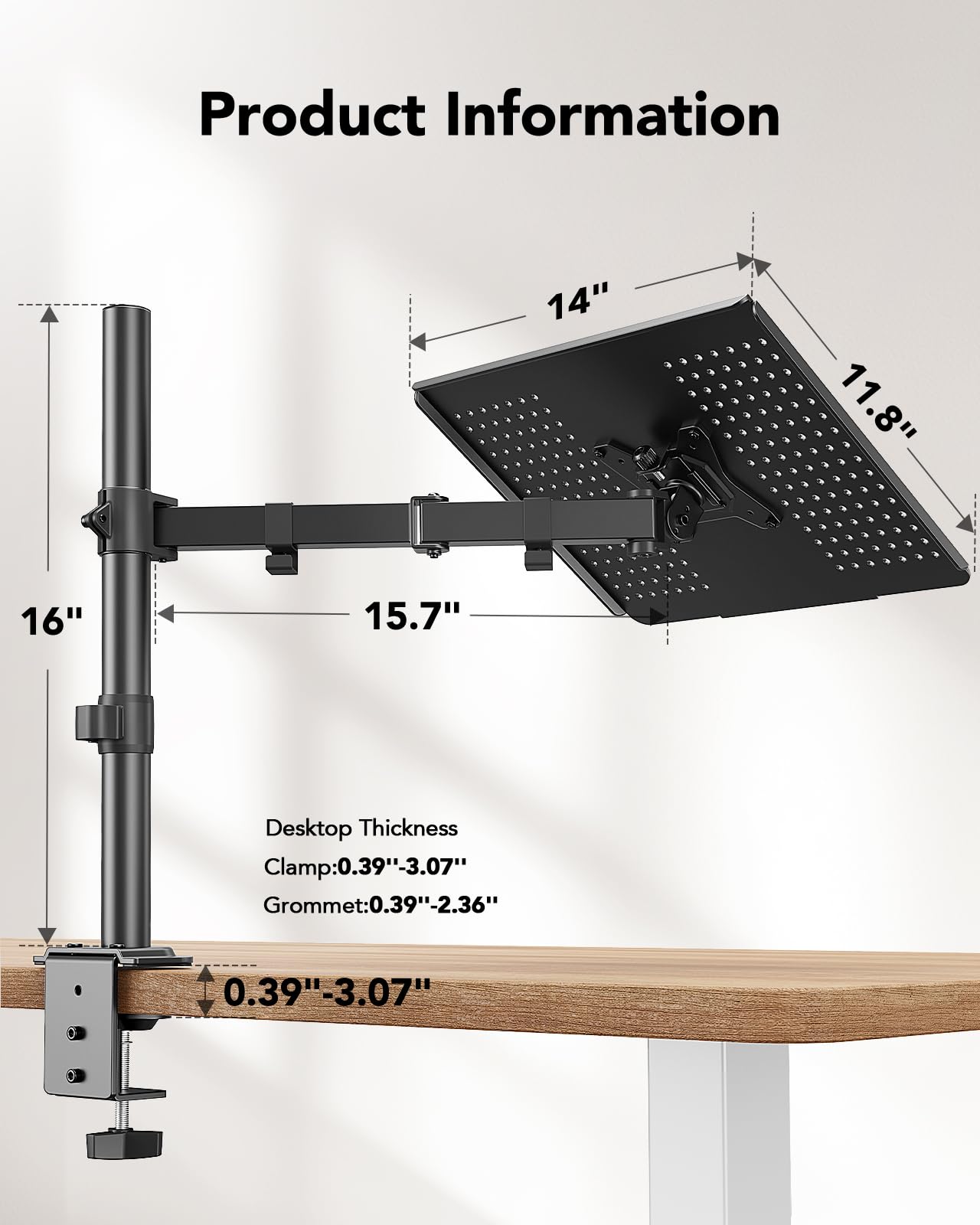 HUANUO Adjustable Laptop Desk Mount - Ergonomic Laptop Arm Stand for 17-inch Notebooks & 15-32