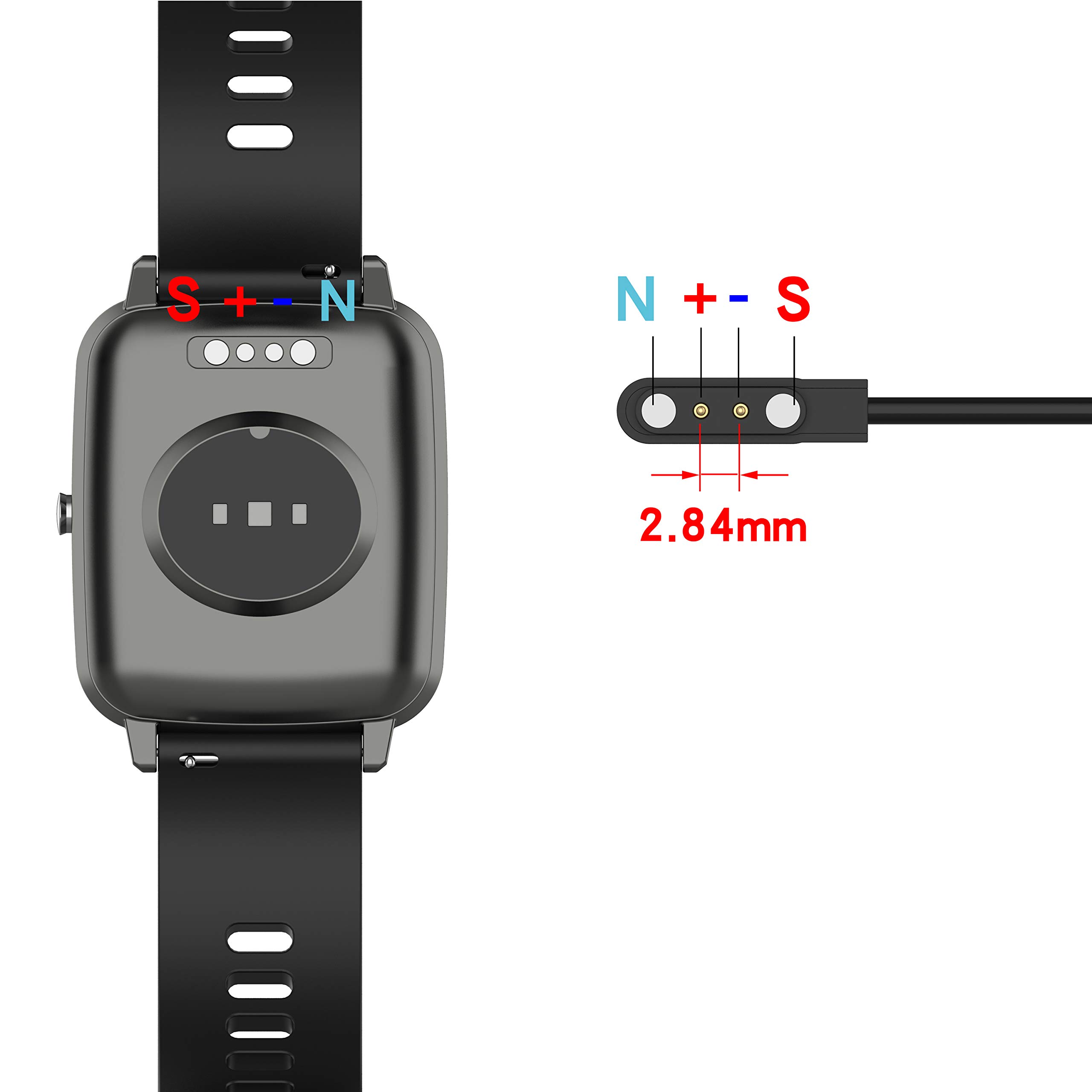 RuenTech 2-Pack Magnetic Smart Watch Charger for Willful SW021 ID205L & SW025 ID205S - 3.3ft Replacement Charging Cable (Black & White) - Perfect for Home, Office, and Travel Use