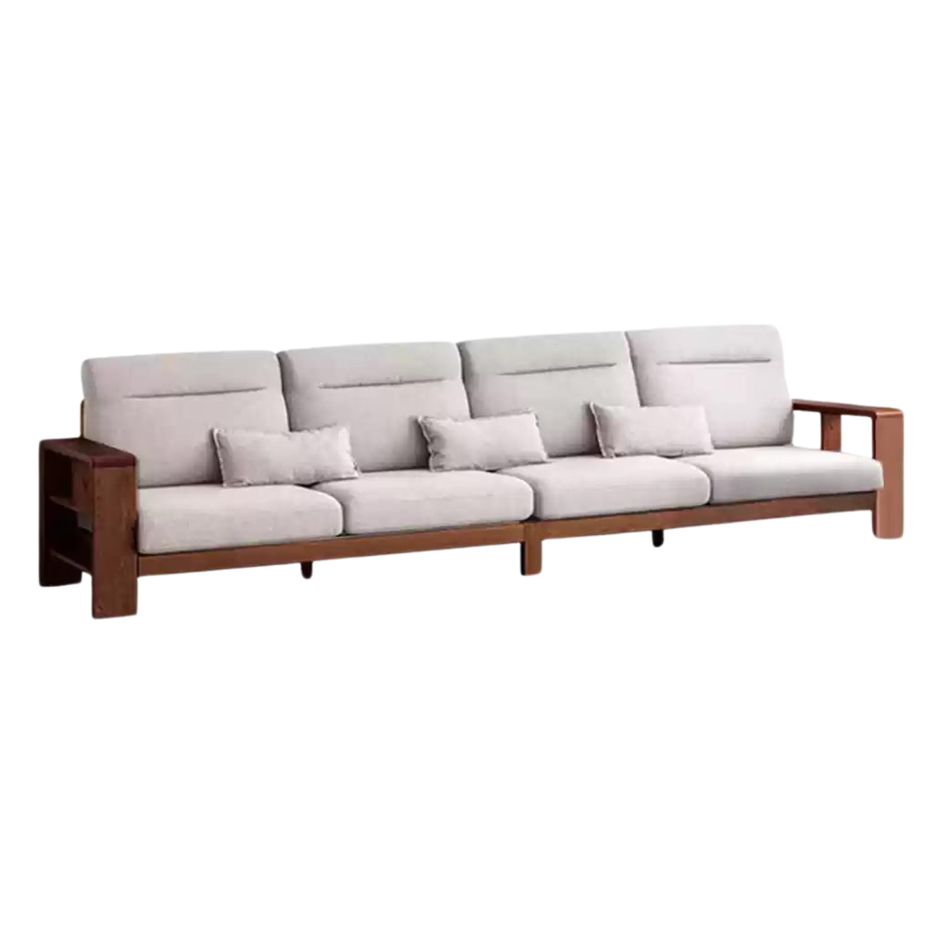 Premium Oak Solid Wood Sectional Sofa Set - Modern L-Shaped Couch with Storage for Living Room, Lounge & Family Room - Durable Hardwood Furniture for Home Decor