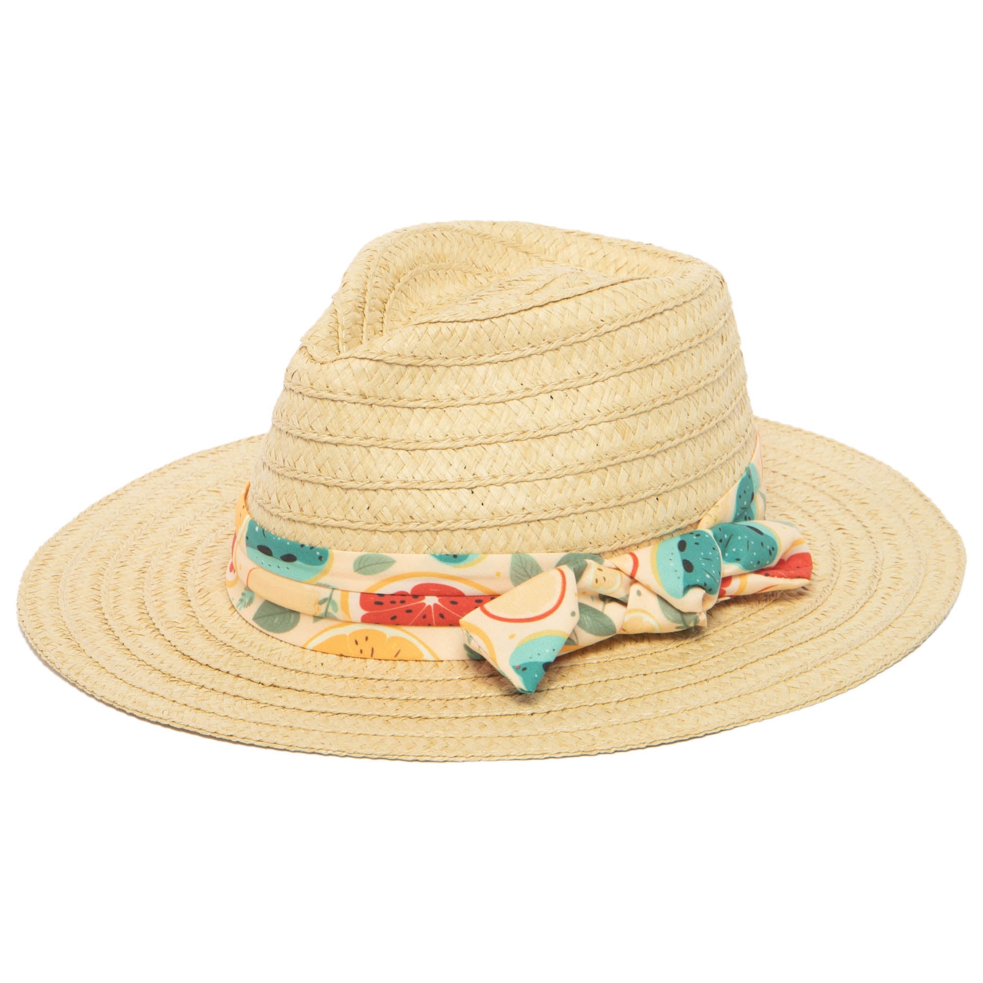 Kids Pinch Crown Fedora Hat with Fruit Printed Band - Stylish & Comfortable Sun Hat for Boys and Girls - Perfect for Outdoor Play, Beach, and Birthday Parties
