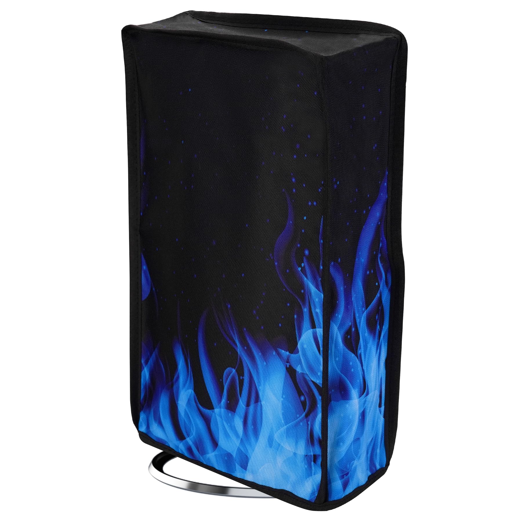 PlayVital Vertical Dust Cover for PS5 Slim Disc Edition (New Smaller Design) - Nylon Dustproof & Waterproof Protector Sleeve for PlayStation 5 Slim Console - Blue Flame Design - Perfect for Gaming Setup Protection & Travel Storage