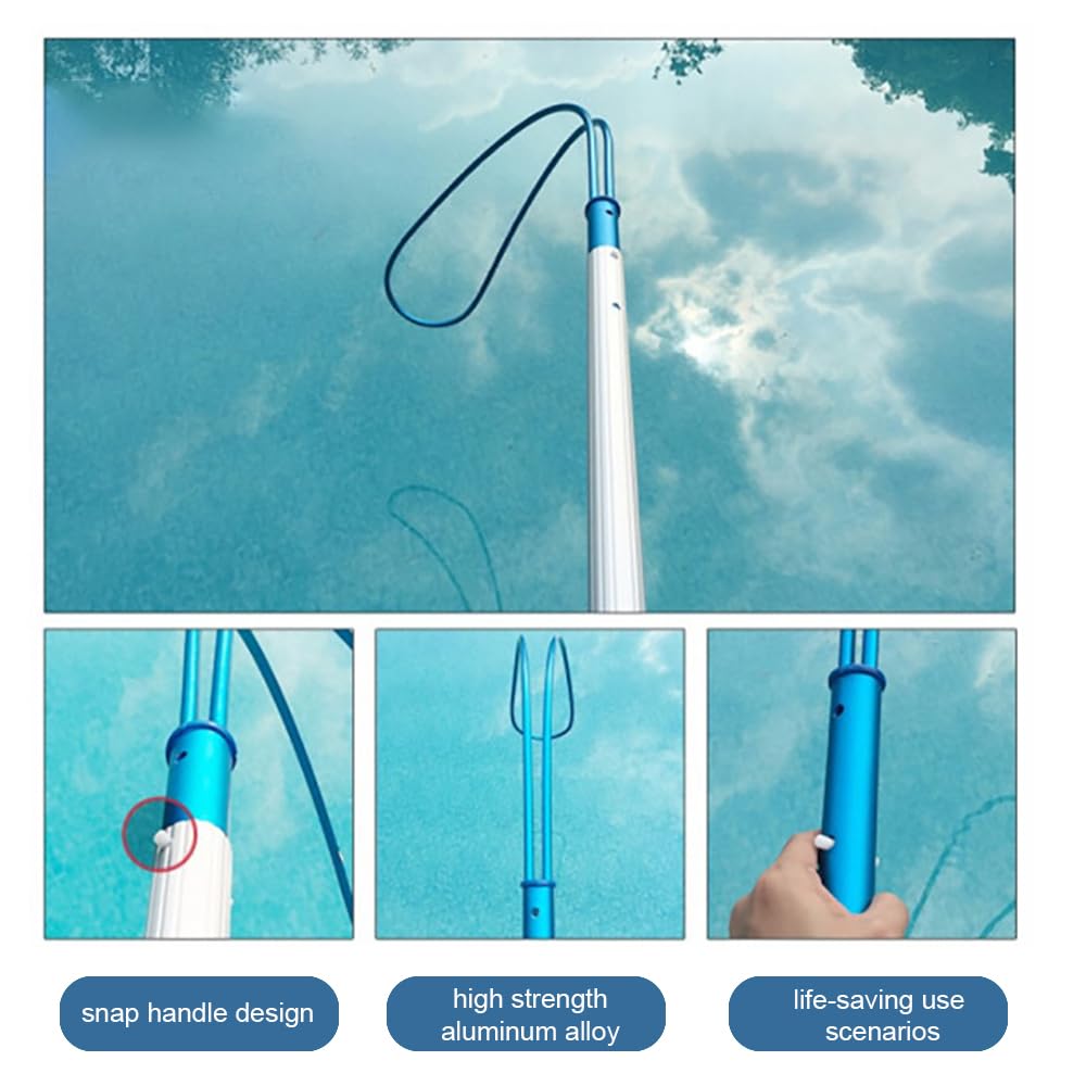 Stainless Steel Pool Rescue Hook with 3m Telescopic Rod - Emergency Life Saving Equipment for Drowning Swimmers - Perfect for Pools, Lakes & Water Safety Scenarios