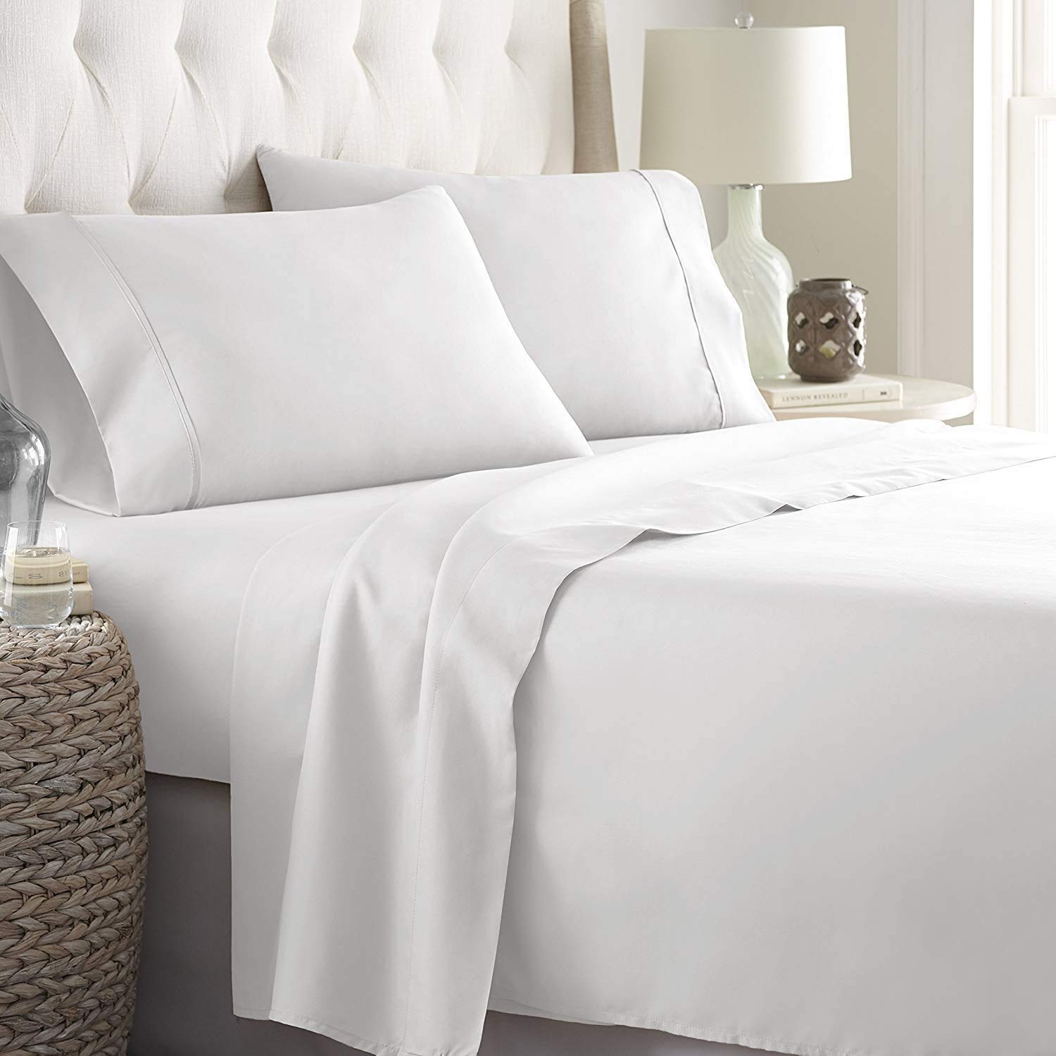 4 Piece Twin XL Bed Sheet Set - 600 Thread Count 100% Long Staple Cotton, Extra Soft & Breathable - Deep Pocket Fits Mattress Up to 15