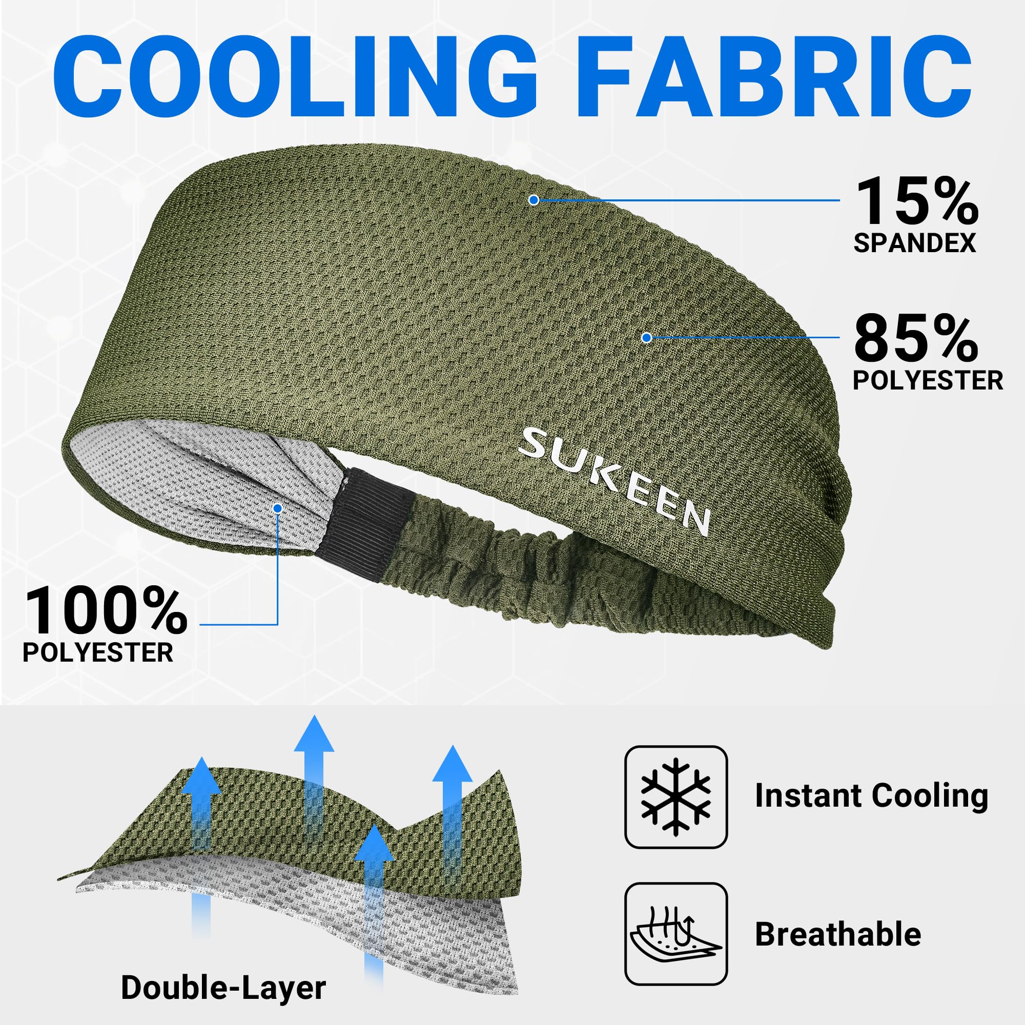 Premium Sukeen Workout Headbands for Women - Moisture Wicking, Non-Slip Cooling Sweatbands for Running, Yoga, Gym & Sports - Stay Cool During Intense Workouts
