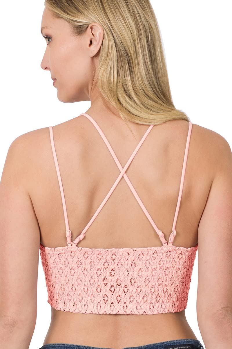 NioBe Women's Cross Strap Crochet Lace Bralette Bra - Padded Underwire Push Up Top for Casual Wear & Summer Outfits