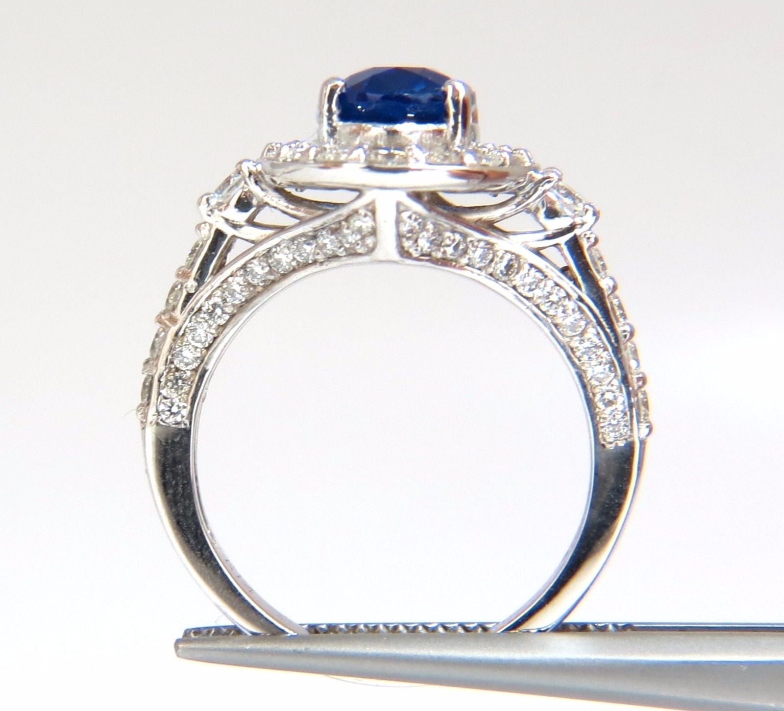 GIA Certified 3.38 Carat Natural Royal Blue Sapphire Ring with Halo Cluster - Perfect for Engagement, Anniversary & Special Occasion Jewelry Gifts