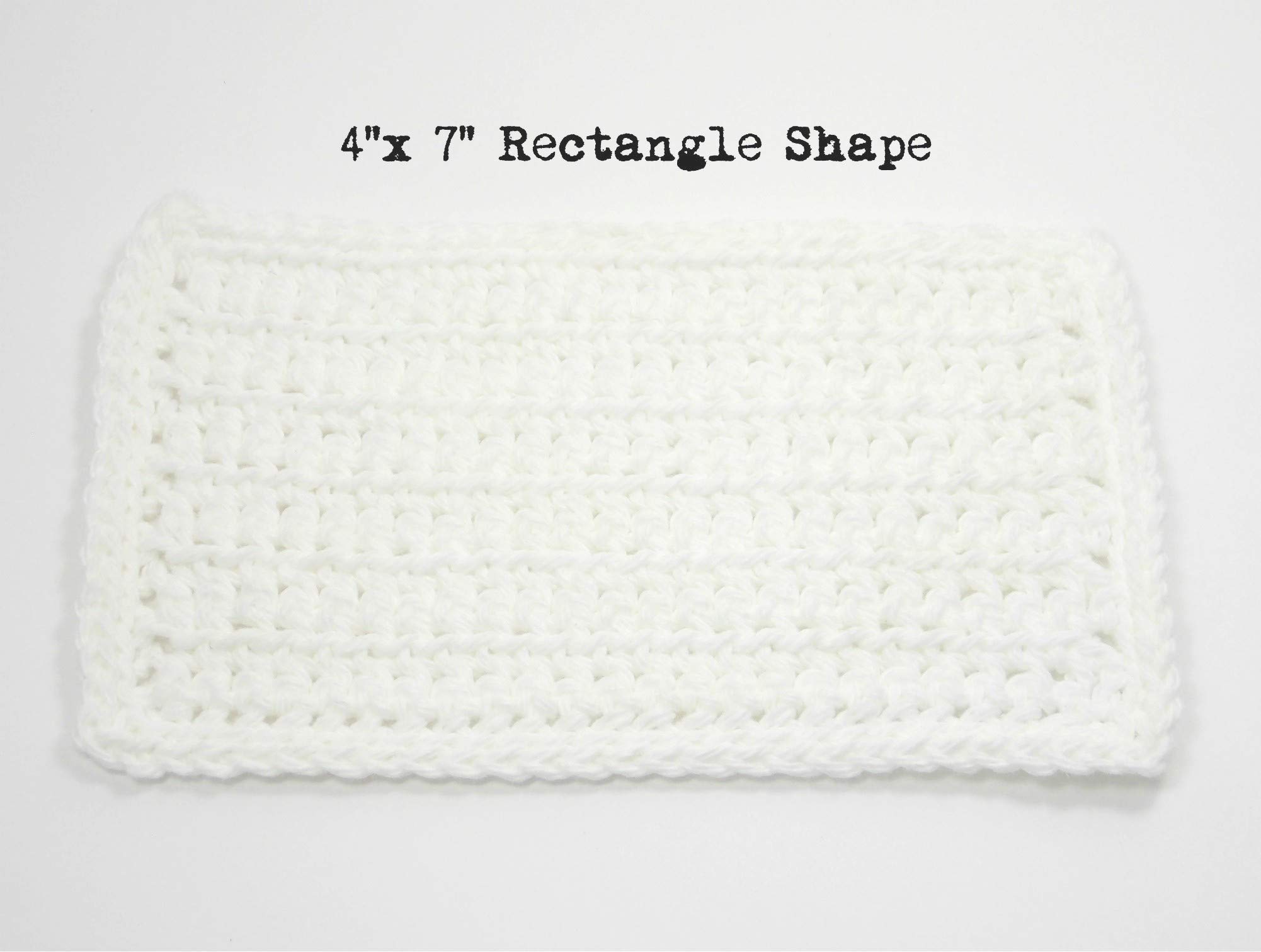 Set of 4 Handmade White 4x7 Inch Rectangular Crochet Cotton Dishcloths - Eco-Friendly Kitchen Towels for Washing Dishes, Cleaning Countertops & Drying Hands