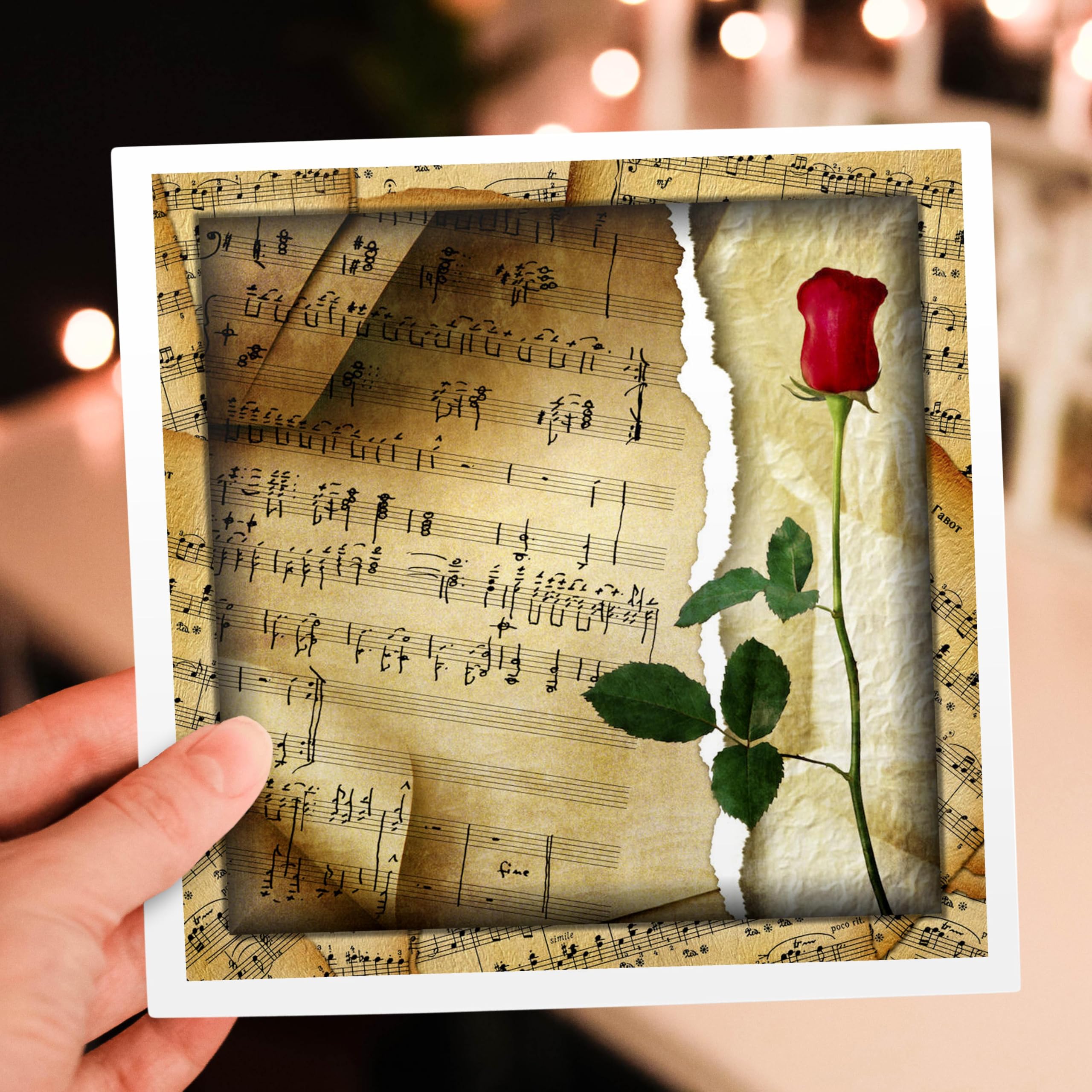 12 Pack Greeting Cards with Rose & Music Themes - Perfect for Birthdays, Anniversaries & Special Occasions