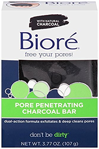 Biore Charcoal Deep Pore Cleansing Bar, 3.77 oz - Blackhead & Oil Control Face Wash for Acne-Prone Skin | Daily Detox & Exfoliating Skincare Routine