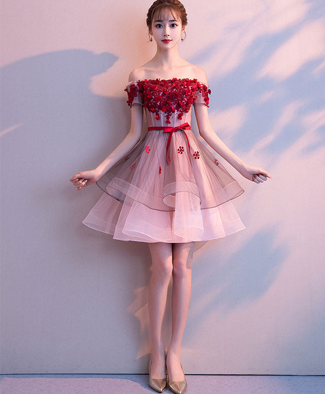 Elegant Pink Tulle Lace Short Prom Dress | Homecoming Party Gown | Perfect for Prom Night, Sweet 16, Quinceañera & Formal Dances