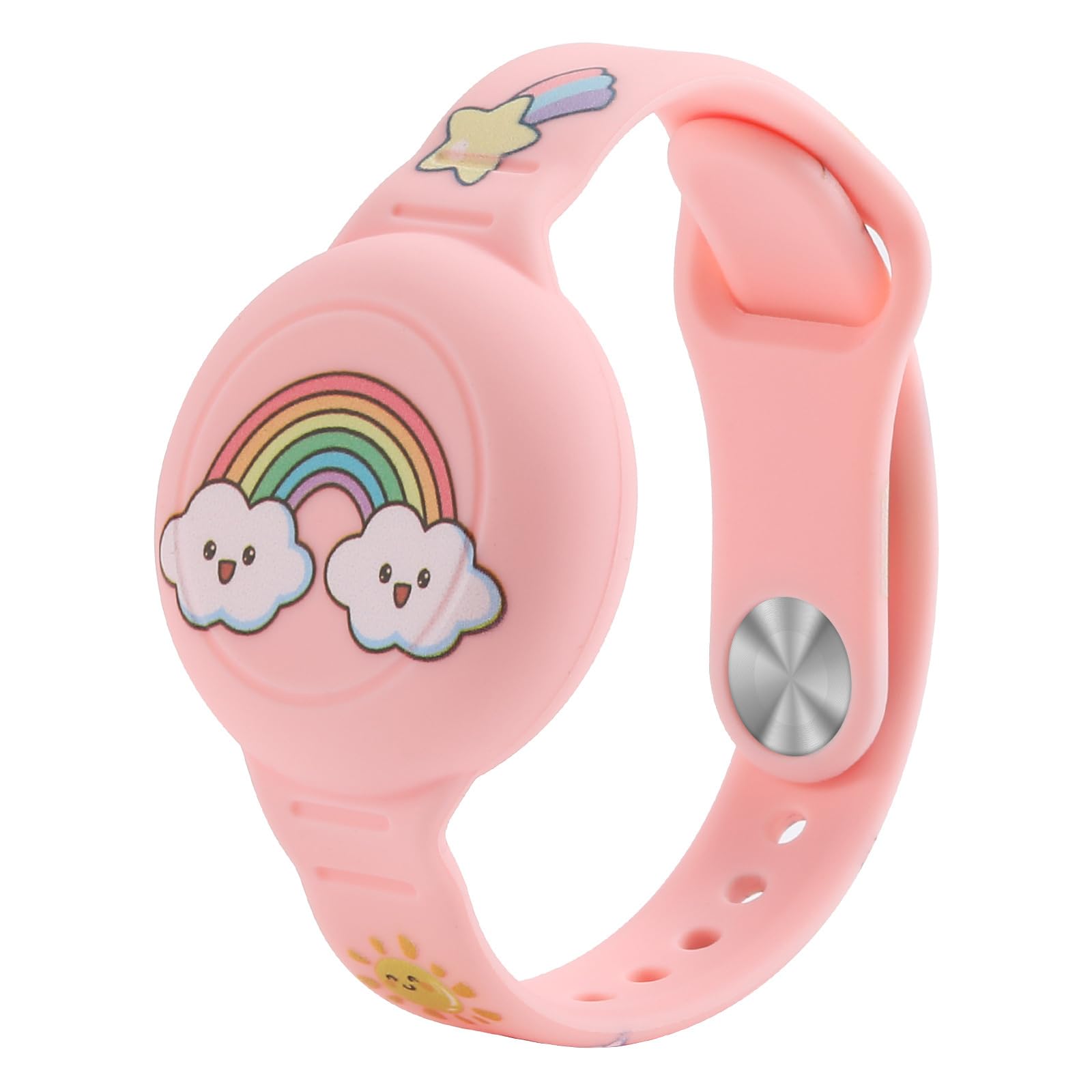 AYNKH Kids Waterproof AirTag Wristband - Adjustable Silicone Bracelet Holder for Apple AirTag, Travel Essentials for Children (Rainbow) | Perfect for School, Playdates & Family Trips