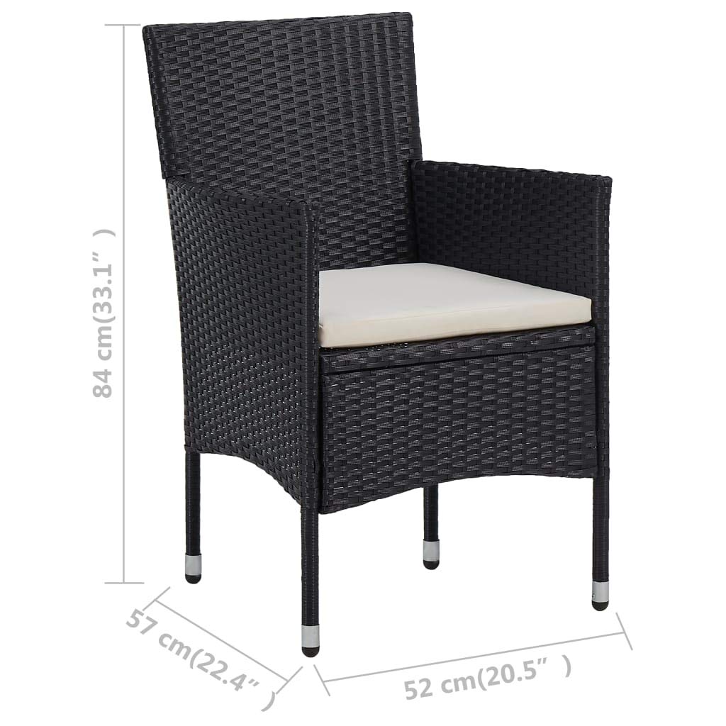 **2-Piece Black Poly Rattan Outdoor Dining Chairs - Patio, Deck, Garden, Lawn, Terrace & Backyard Seating - Weather-Resistant Wicker Furniture for Relaxing & Entertaining**