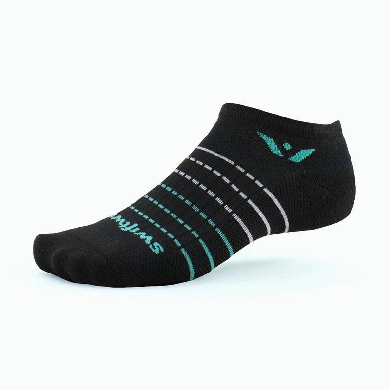 ASPIRE ZERO Running Socks for Men & Women - Breathable Cushioned Athletic Socks with Arch Support (Stripe Black Aqua) - Perfect for Marathon, Jogging, Gym Workouts & Daily Wear