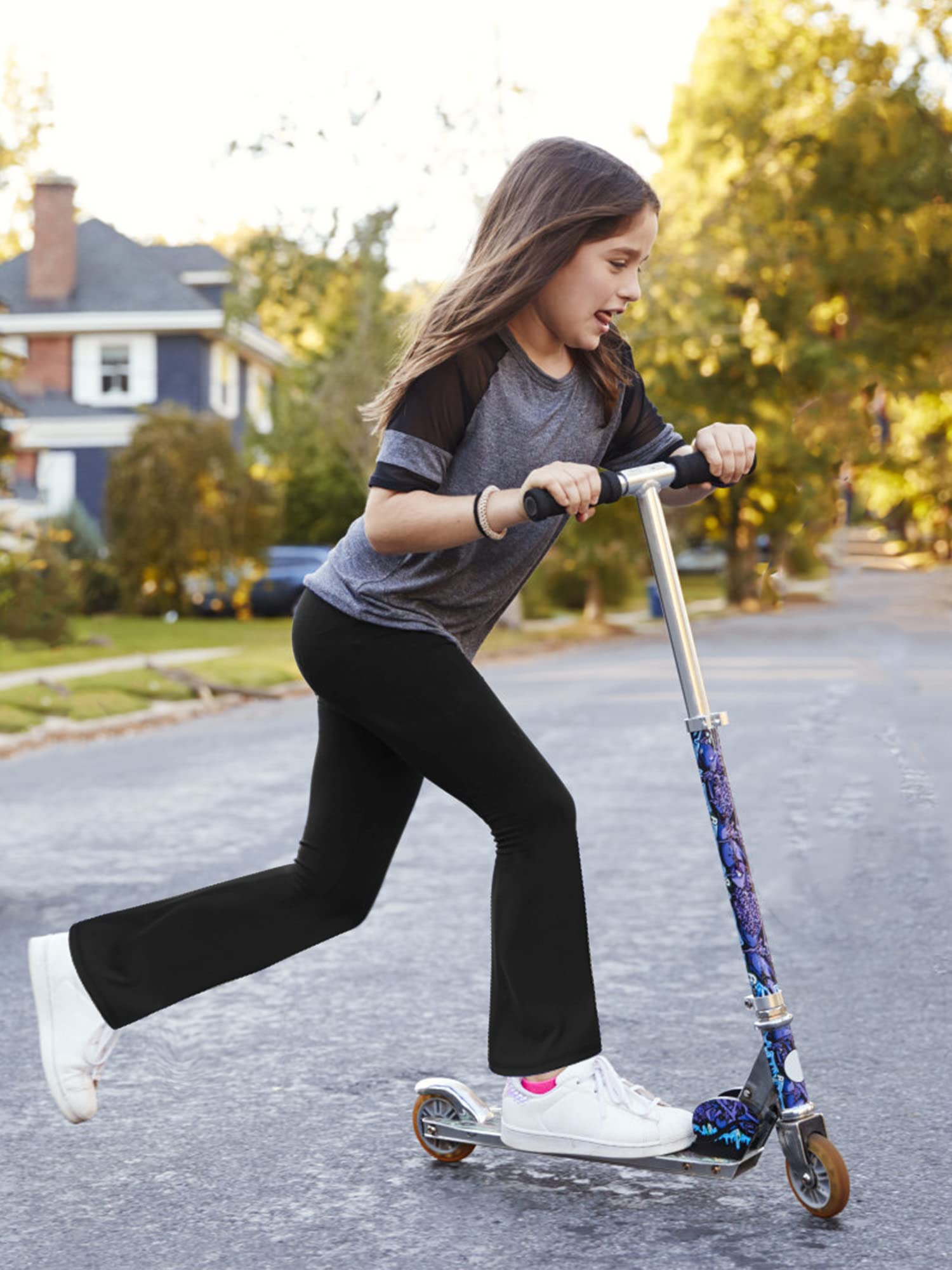 Stelle Girls' High Waisted Bootcut Yoga Pants with Pockets - Flare Leggings for Dance, Kids Bell Bottoms - Perfect for Yoga, Ballet & Casual Wear