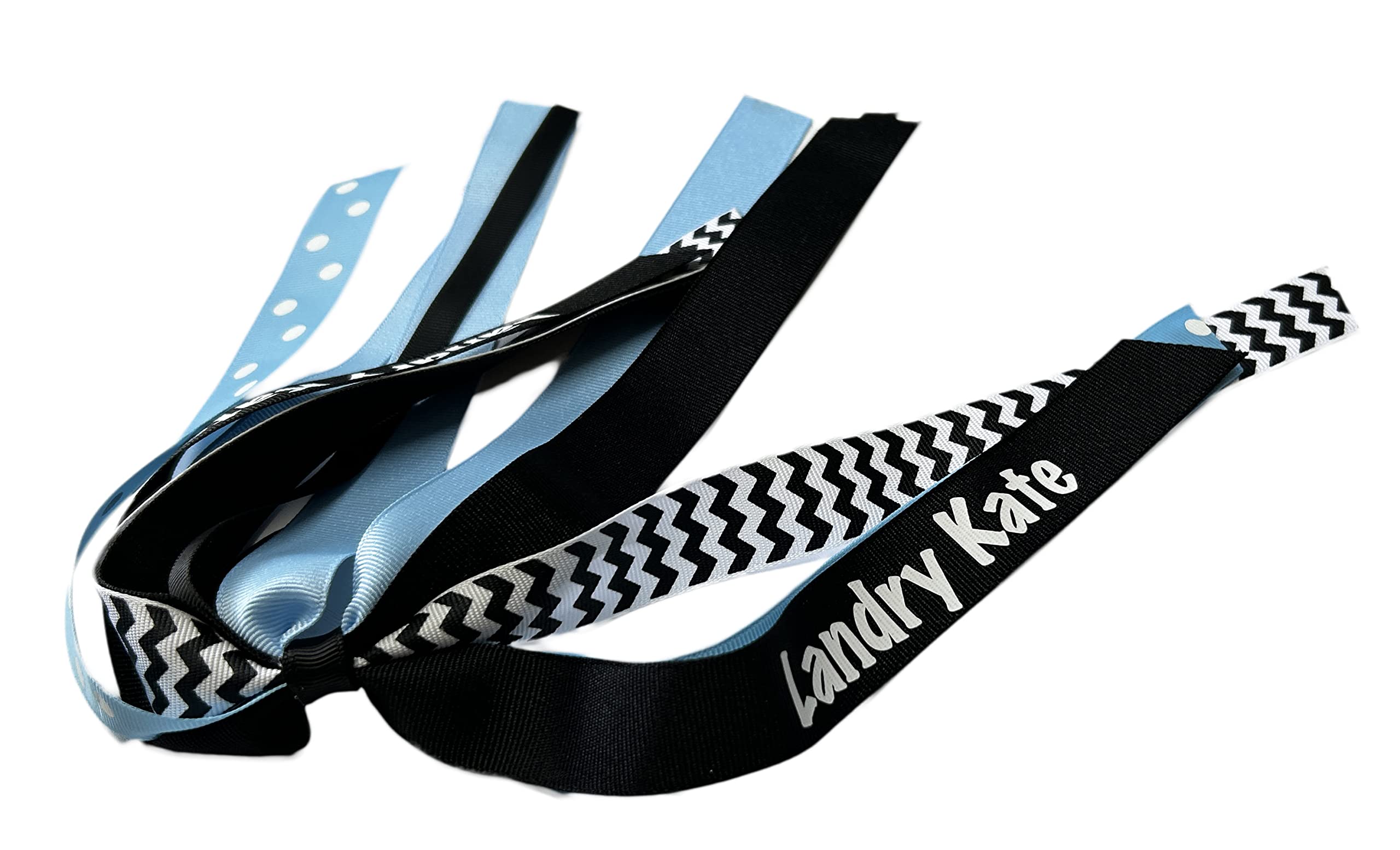 Customizable Ponytail Ribbon Streamer in Black, Blue & White - Perfect for School Team Colors | Great for Track, Cheerleading, Volleyball & Softball | Ideal Girls Sports Gift for Games & Competitions