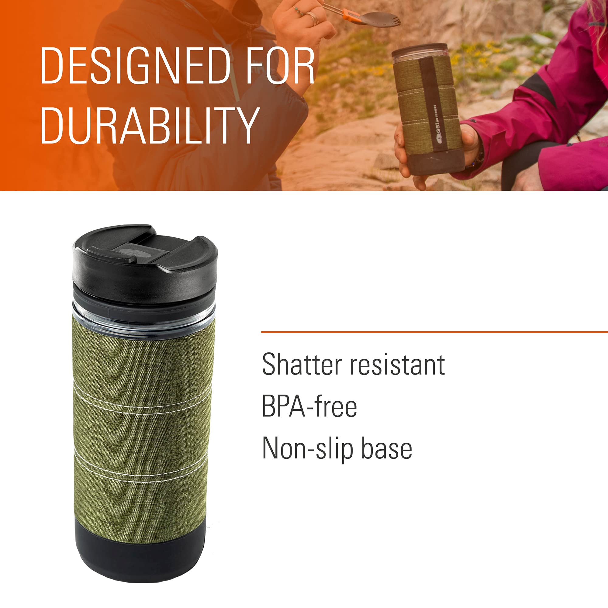 GSI Outdoors Commuter JavaPress - Portable French Press Coffee Maker for Camping, Hiking & Travel | Stainless Steel Insulated Coffee Press for Outdoor Adventures