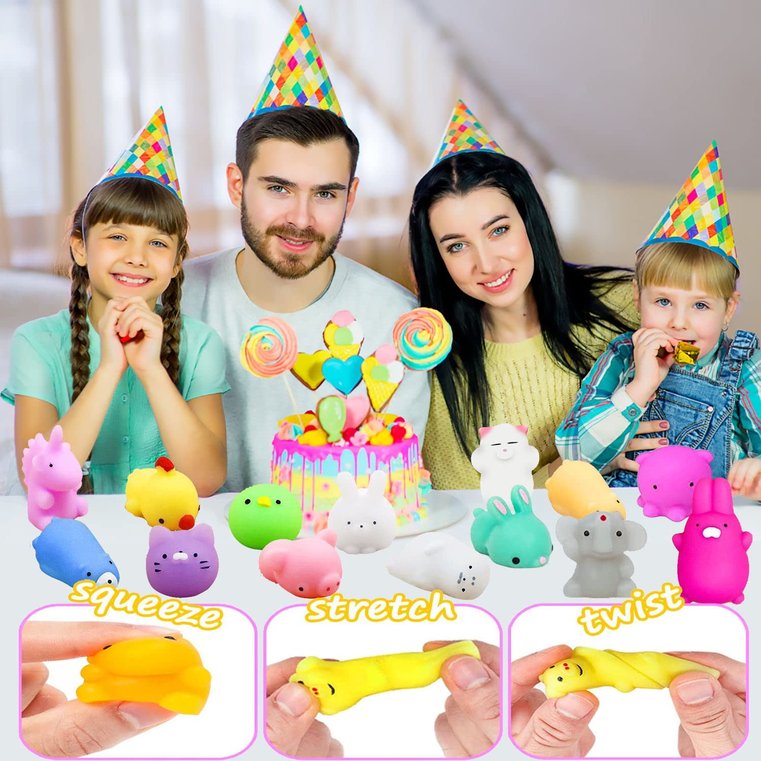 30Pcs Kawaii Squishy Toys for Kids - Stress Relief & Party Favors for Birthdays & Classrooms