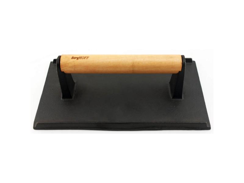 BergHOFF Neo Cast Iron Bacon Press & Steak Weight 9 x 5 Inch - Heavy Duty Grill Press for Even Cooking - Perfect for Bacon, Burgers, Paninis & BBQ (Black)