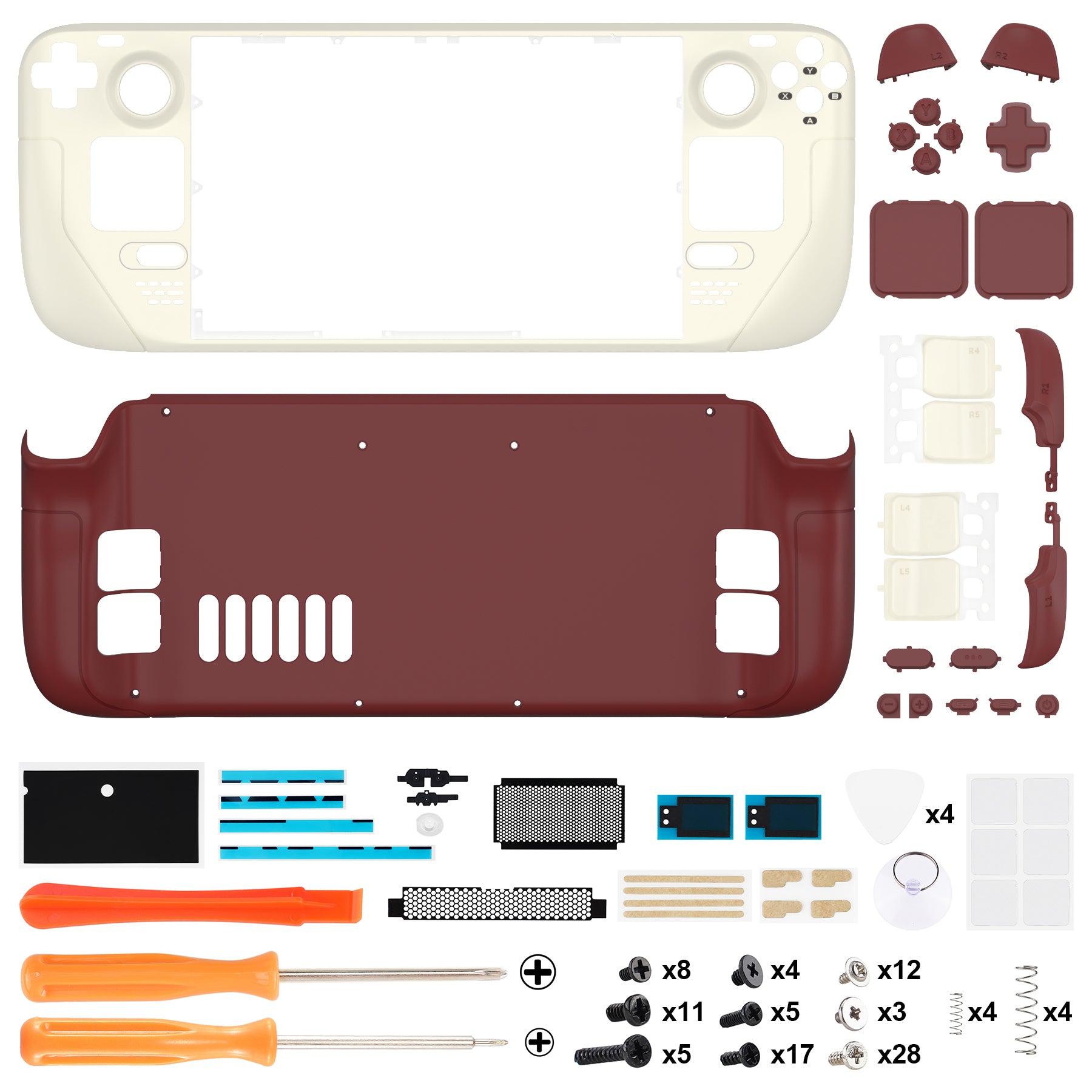eXtremeRate Custom Full Set Shell with Buttons for Steam Deck LCD - Classic FC Style Replacement Case | Retro Gaming Accessory for Steam Deck Handheld Console