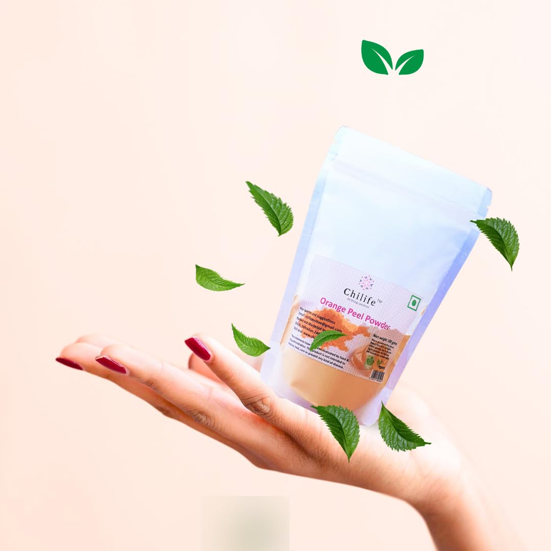 Chilife 100% Pure Natural Dried Orange Peel Powder - No Preservatives or Chemicals - Helps with Acne, Skin Toning & Anti-Aging - Unisex Skincare - 100g - Perfect for DIY Face Masks, Scrubs & Natural Beauty Recipes