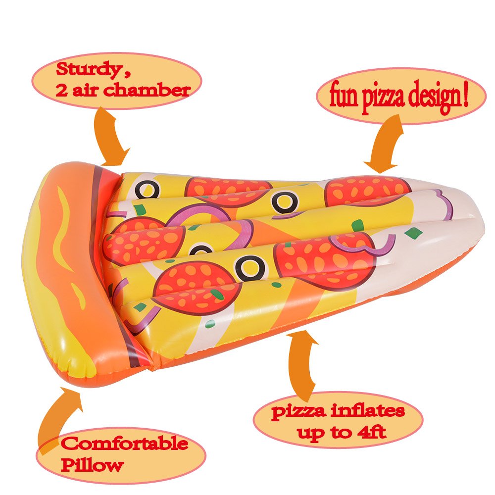 **2 Pack Giant 50-Inch Inflatable Pizza Slice Pool Floats for Kids - Fun Summer Swim & Beach Toy for Pool Parties, Backyard Pools & Lakeside Relaxation**