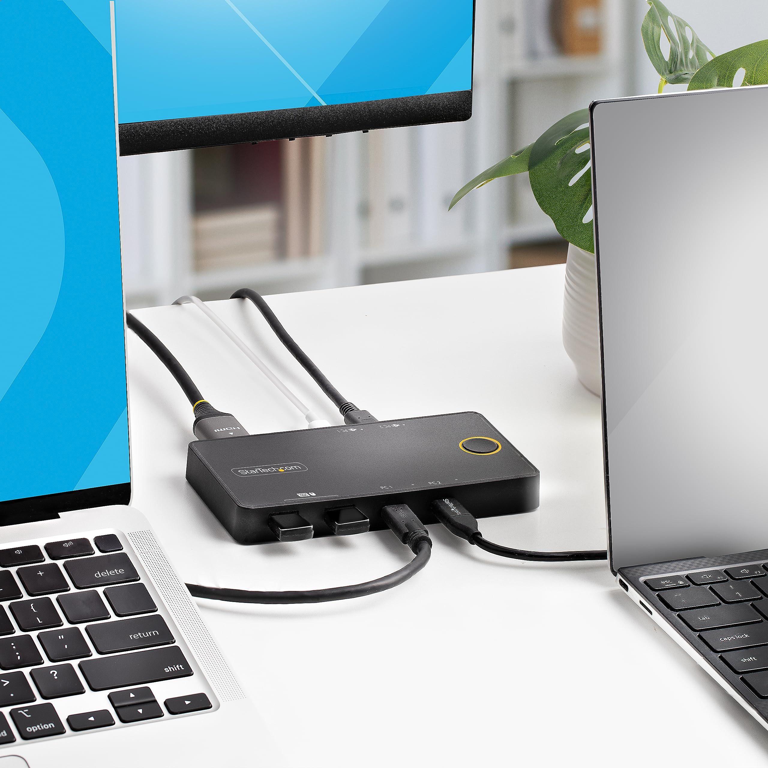 StarTech.com 2-Port USB-C KVM Switch - 4K 60Hz HDMI Monitor Sharing, 100W Power Delivery for Laptop & Tablet, USB-C/USB4/Thunderbolt 3/4 Compatible - Ideal for Home Office & Multi-Device Workspaces (C2-H46-UC2-PD-KVM)