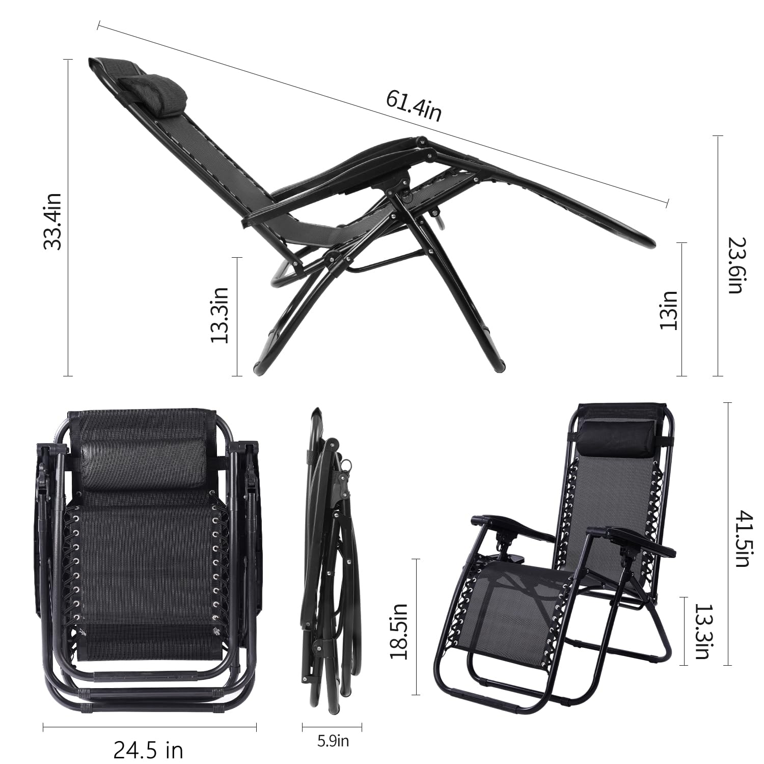 Zero Gravity Folding Reclining Lounge Chair with Pillow - Adjustable Patio Chair with Side Table & Cup Holder - Perfect for Backyard, Poolside, Camping & Office Relaxation (Beige)