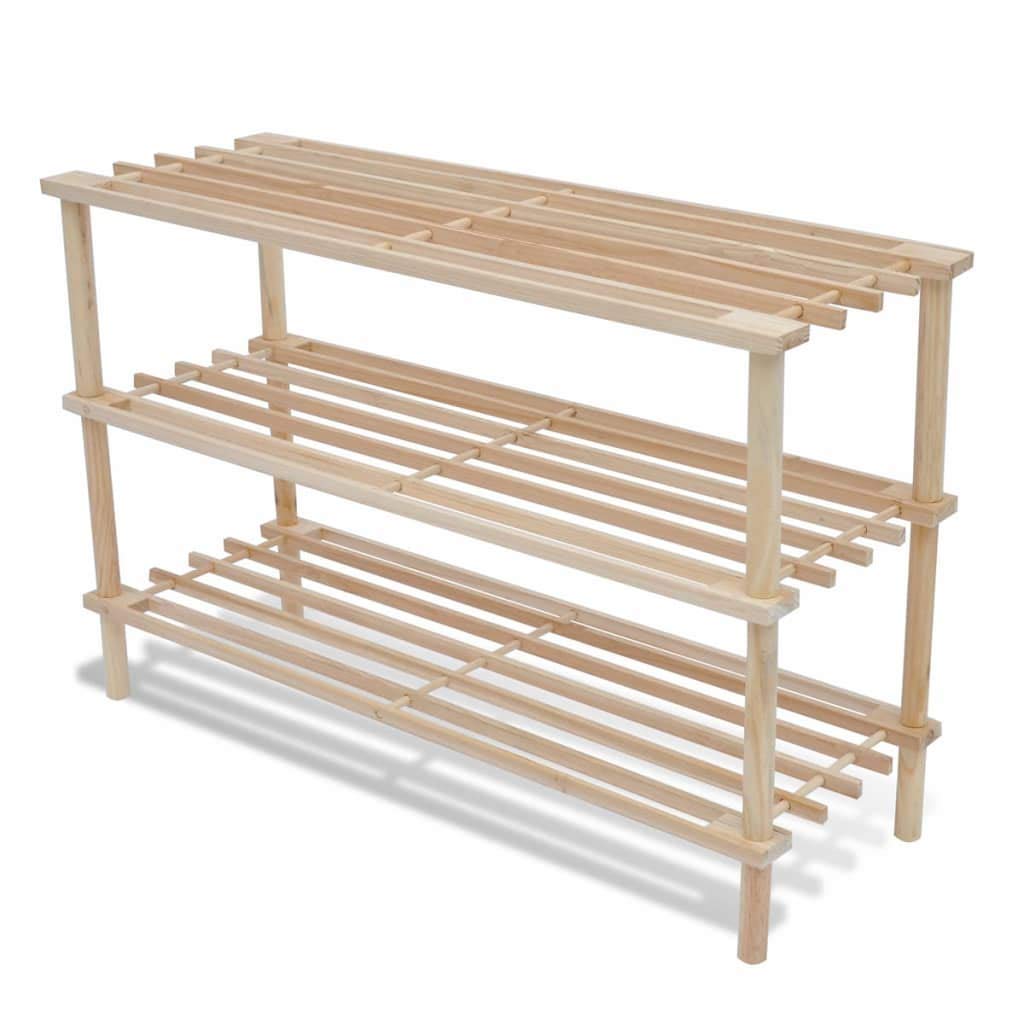 3-Tier Solid Fir Wood Shoe Rack - 2 Pack Space-Saving Shoe Cabinet for Entryway, Hallway, Living Room & Closet Organization - Perfect for Small Spaces & Home Decor