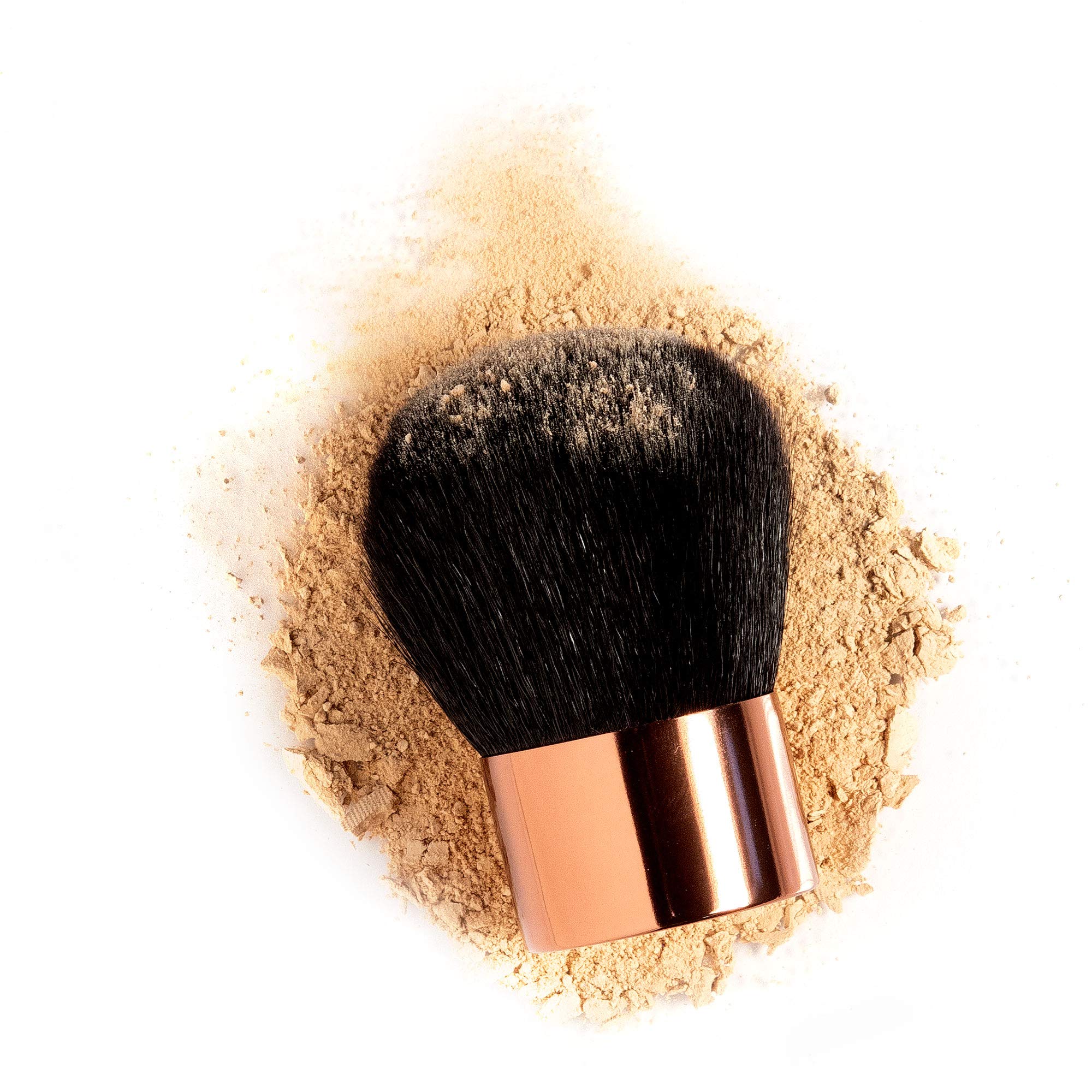 Mineral Fusion Kabuki Brush - Soft Vegan Makeup Brush for Mineral Powder & Foundation - Perfect for Travel & Everyday Makeup Application