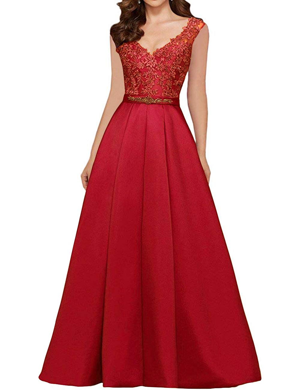 Elegant V-Neck Mother of the Bride Dress - Formal Evening Gown for Wedding, Prom & Special Occasions | Plus Size Options Available