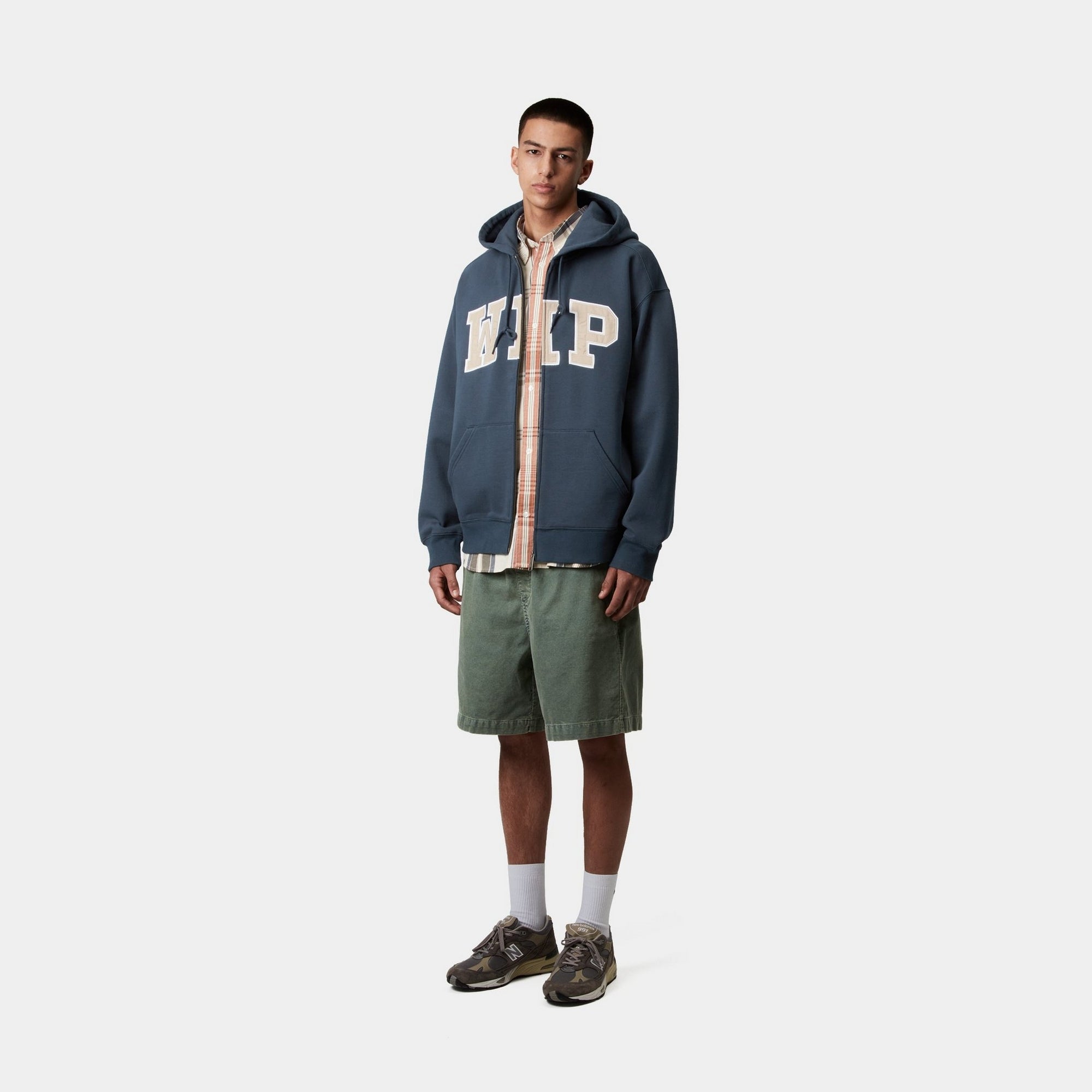 Hooded WIP Sweat Jacket for Men & Women | Dusky Blue Stone Washed Cotton Blend | Casual Streetwear, Gym, Outdoor Activities