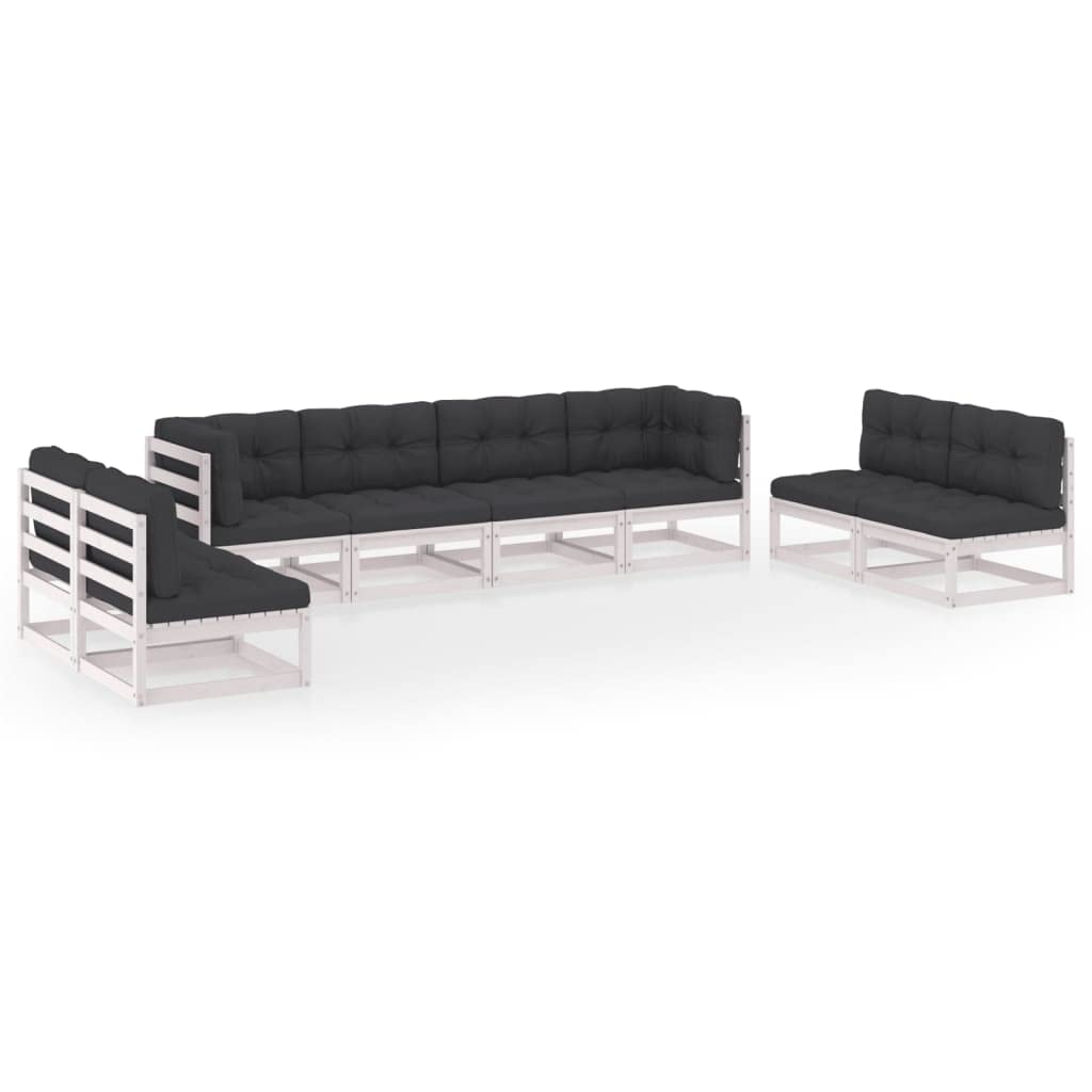 8-Piece VidaXL Patio Lounge Set - Outdoor Garden Furniture with Cushions, Retro Style Solid Wood Pine Sectional Sofa - Perfect for Backyard, Poolside & Patio Relaxation