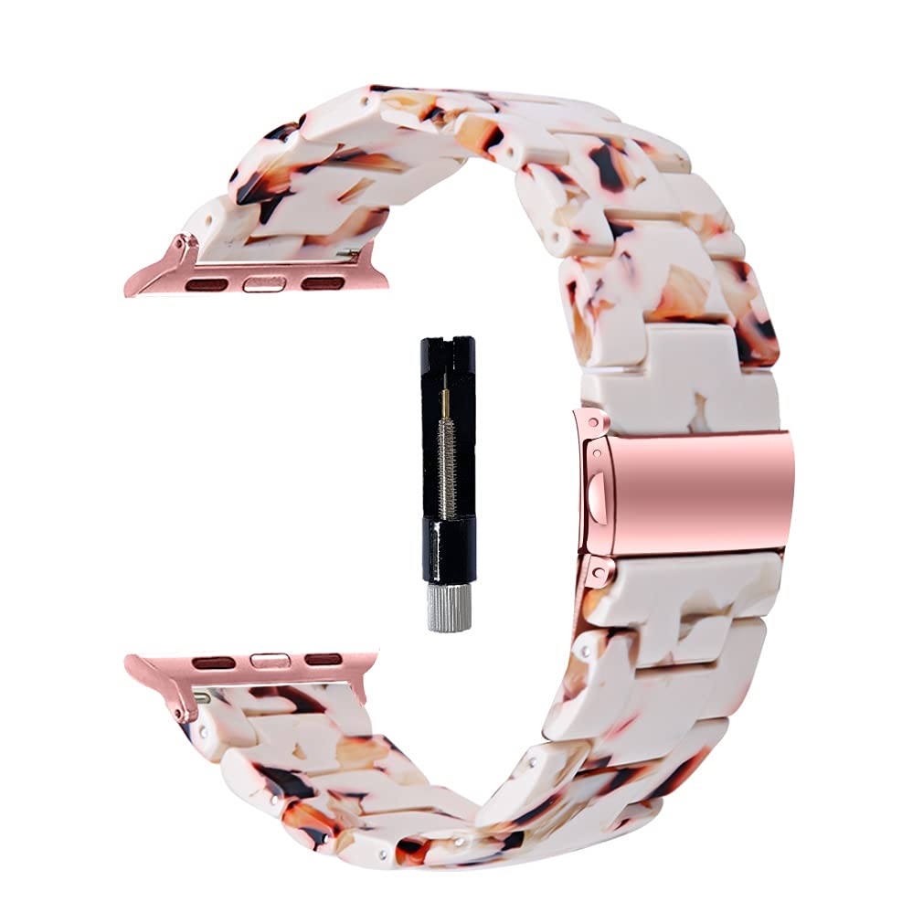 Premium Resin Apple Watch Bands for Women - Compatible with 38mm 40mm 41mm 42mm 44mm 45mm Models - Fits Apple Watch Series 7/6/5/4/3/2/1/SE - Stylish & Durable Replacement Straps for Workout, Office & Everyday Wear
