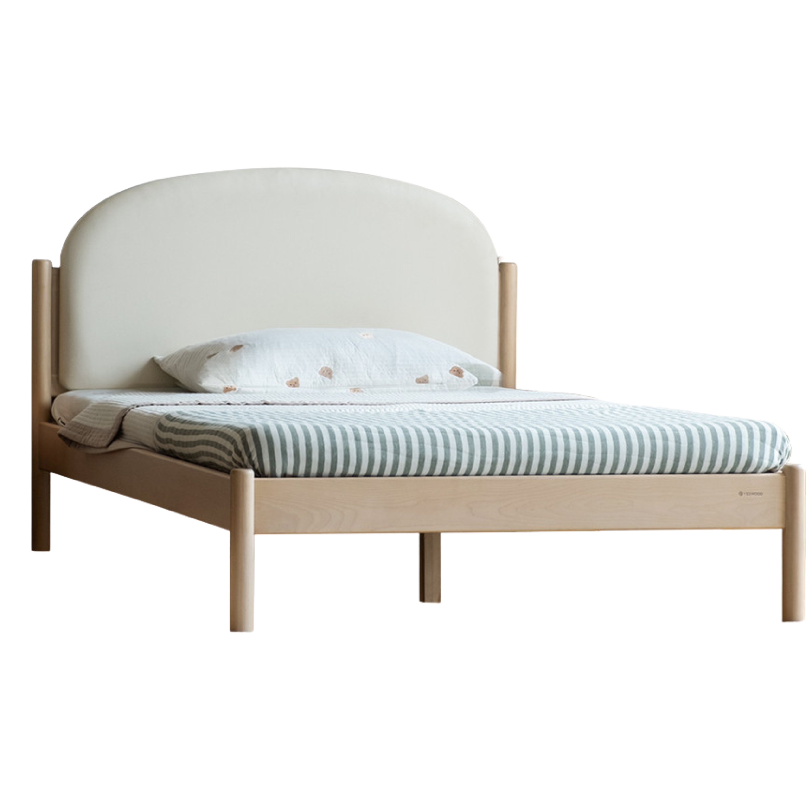 Natural Wood Color (Birch-Milky White Soft Cover) Children's Bed