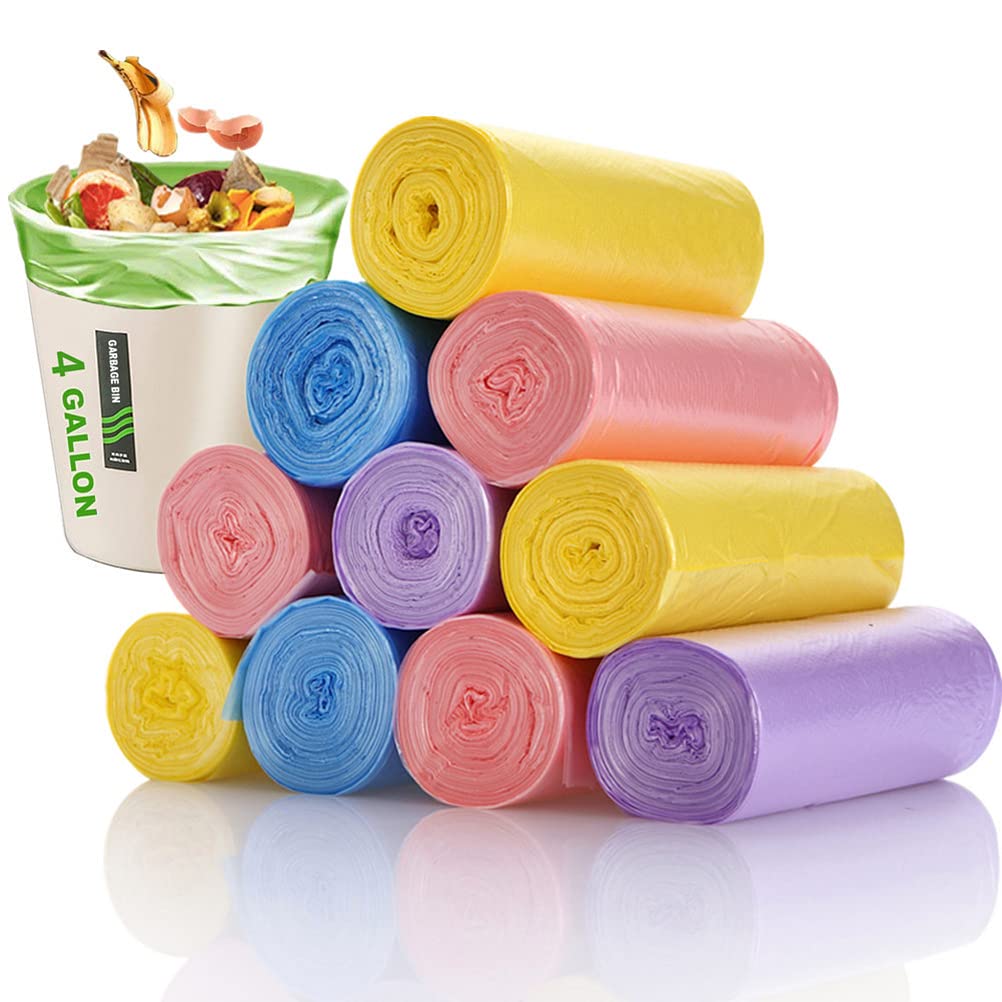 4 Gallon Small Trash Bags - 150 Count Leakproof Disposable Wastebasket Liners (Assorted Colors) | Perfect for Bathroom, Kitchen, Bedroom, Living Room & Office Use